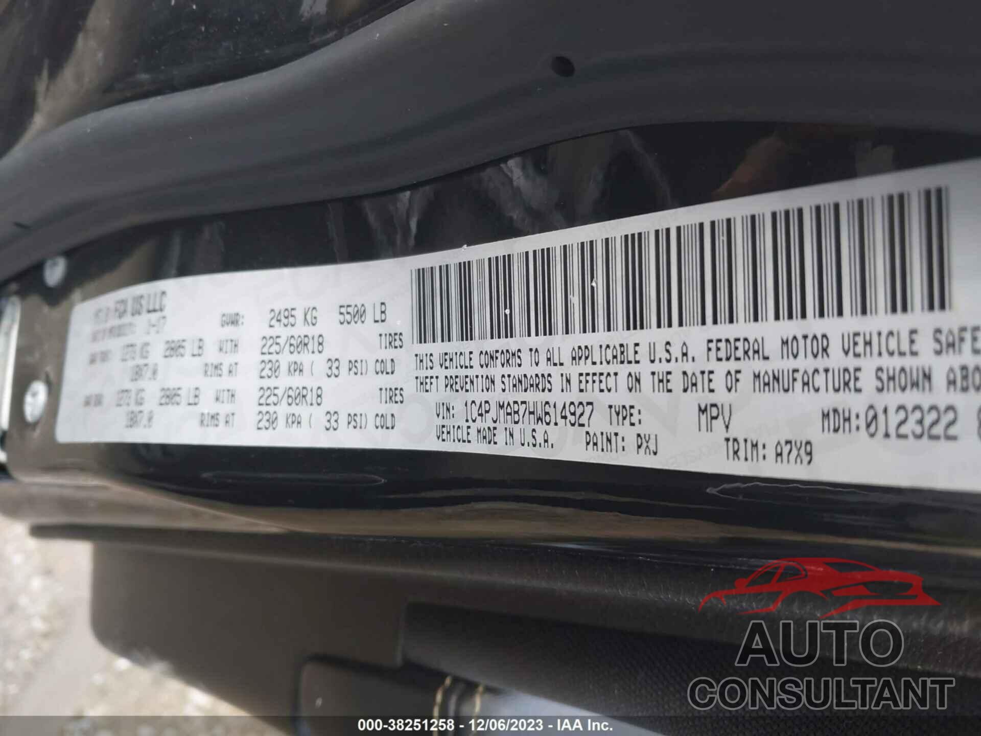 JEEP CHEROKEE 2017 - 1C4PJMAB7HW614927