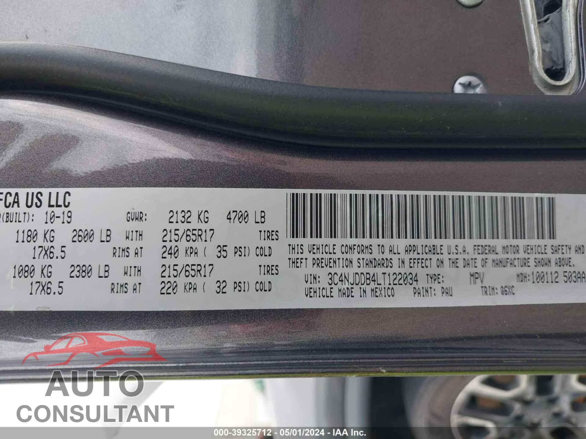 JEEP COMPASS 2020 - 3C4NJDDB4LT122034