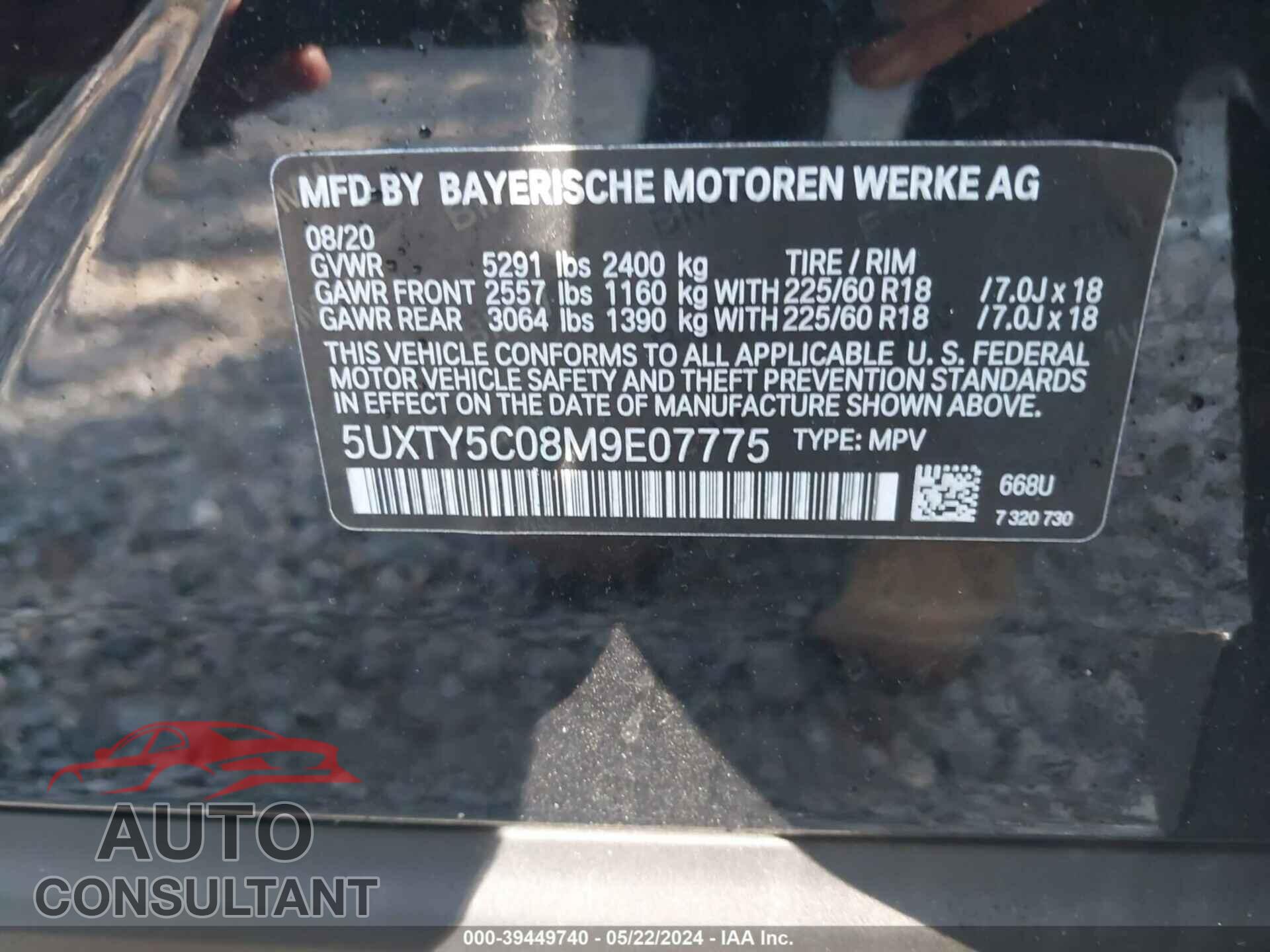 BMW X3 2021 - 5UXTY5C08M9E07775