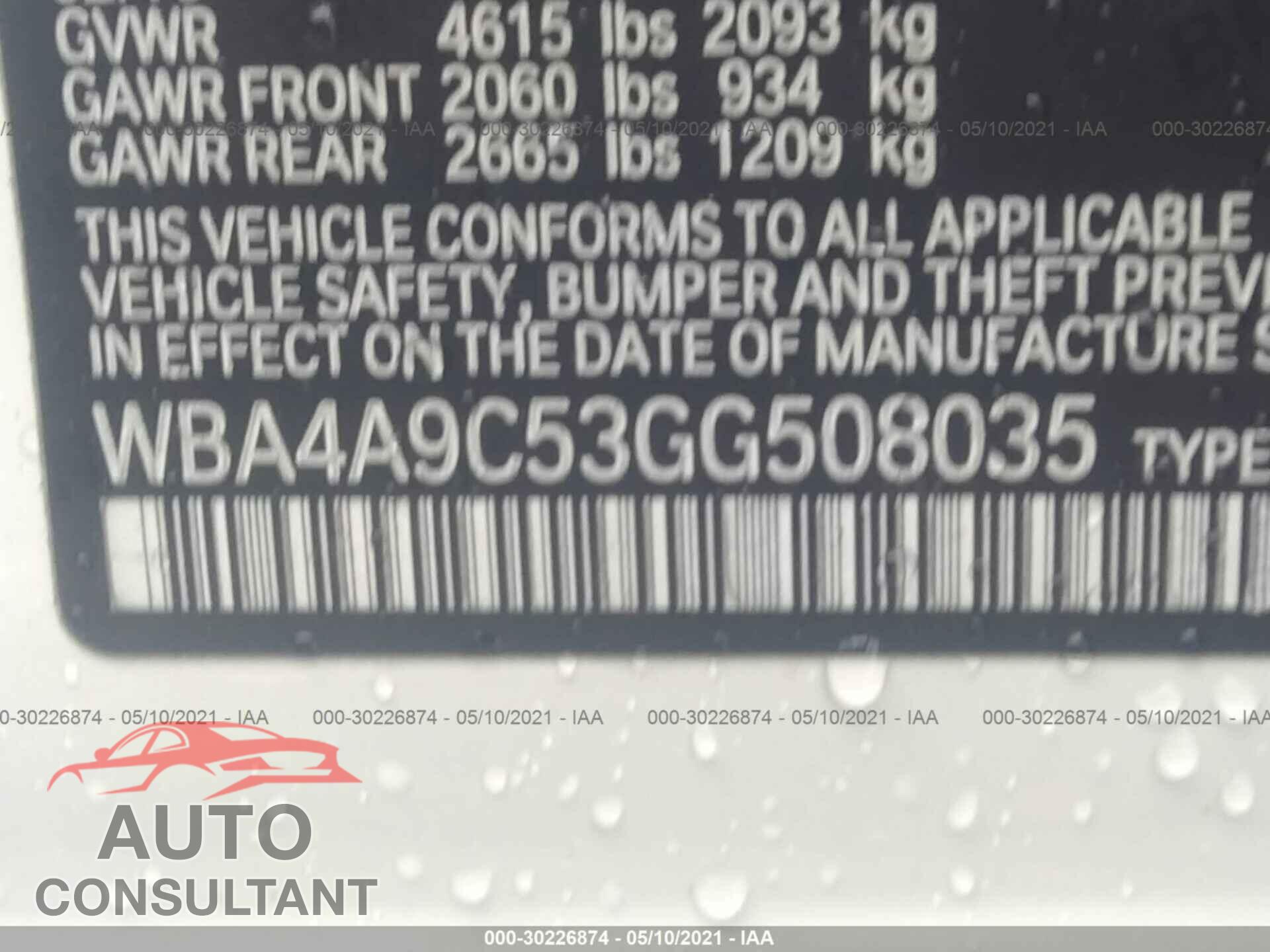 BMW 4 SERIES 2016 - WBA4A9C53GG508035
