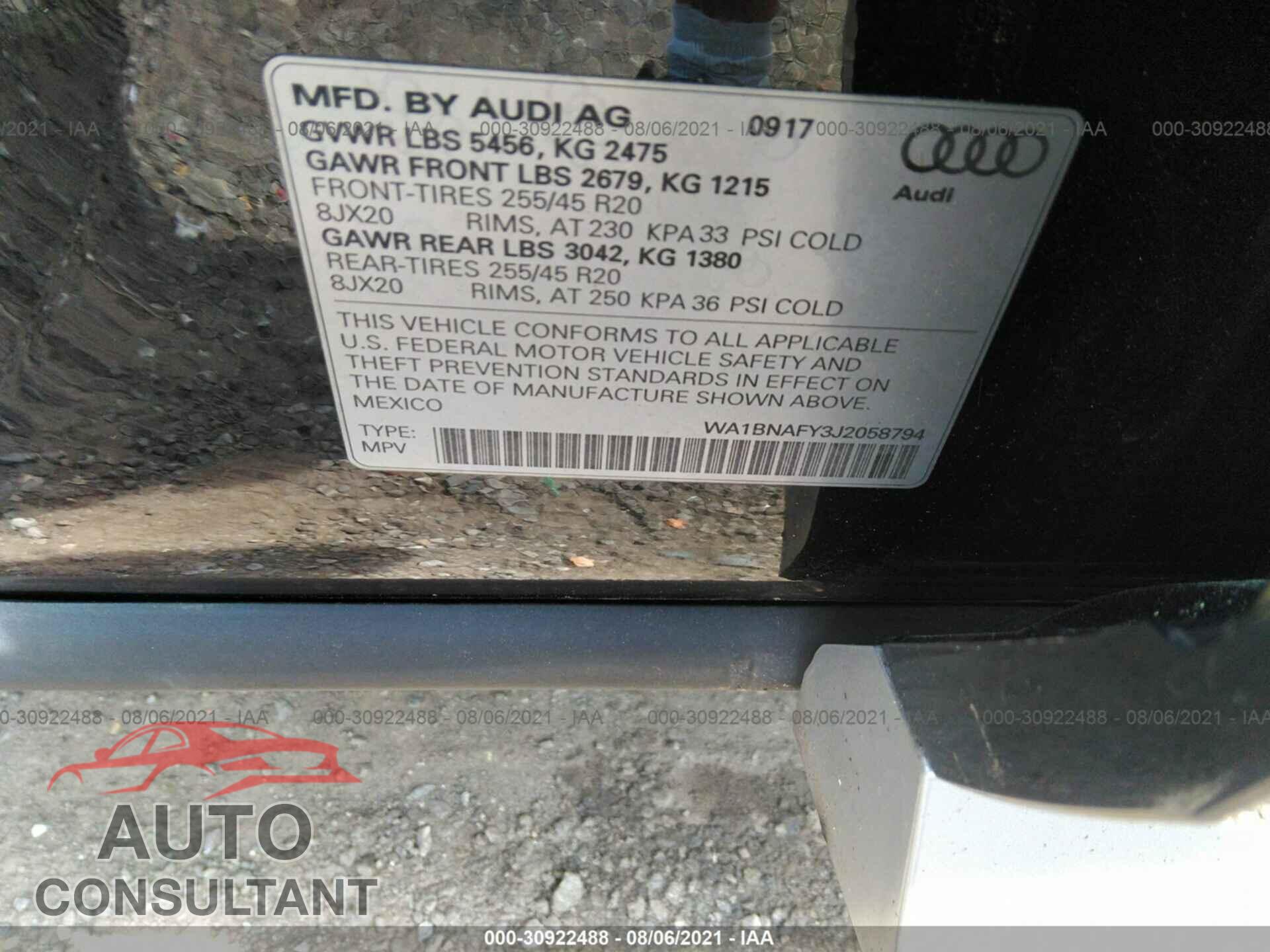 AUDI Q5 2018 - WA1BNAFY3J2058794