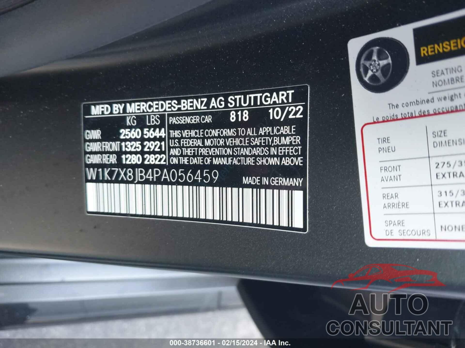 MERCEDES-BENZ AMG GT 2023 - W1K7X8JB4PA056459