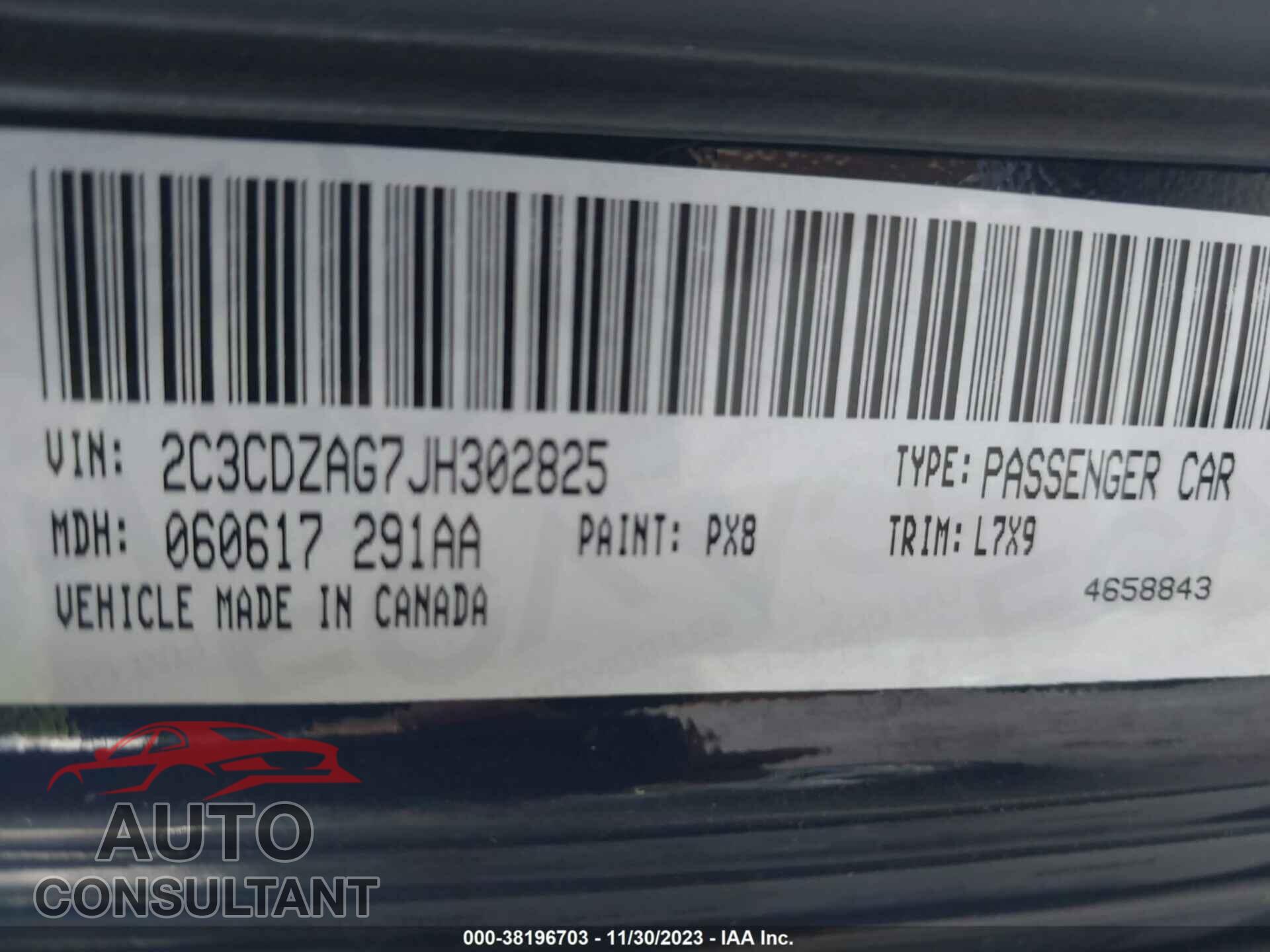 DODGE CHALLENGER 2018 - 2C3CDZAG7JH302825