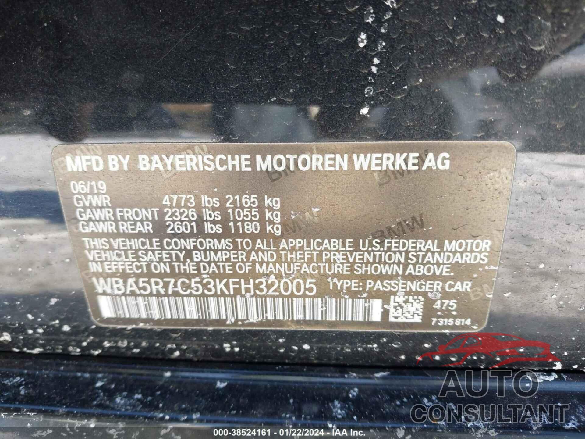 BMW 330I 2019 - WBA5R7C53KFH32005