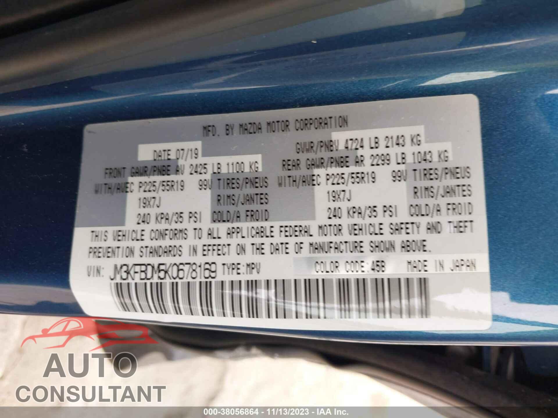 MAZDA CX-5 2019 - JM3KFBDM5K0678169