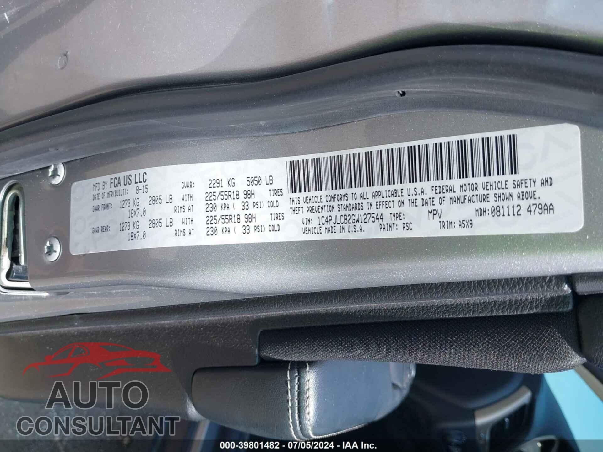JEEP CHEROKEE 2016 - 1C4PJLCB2GW127544