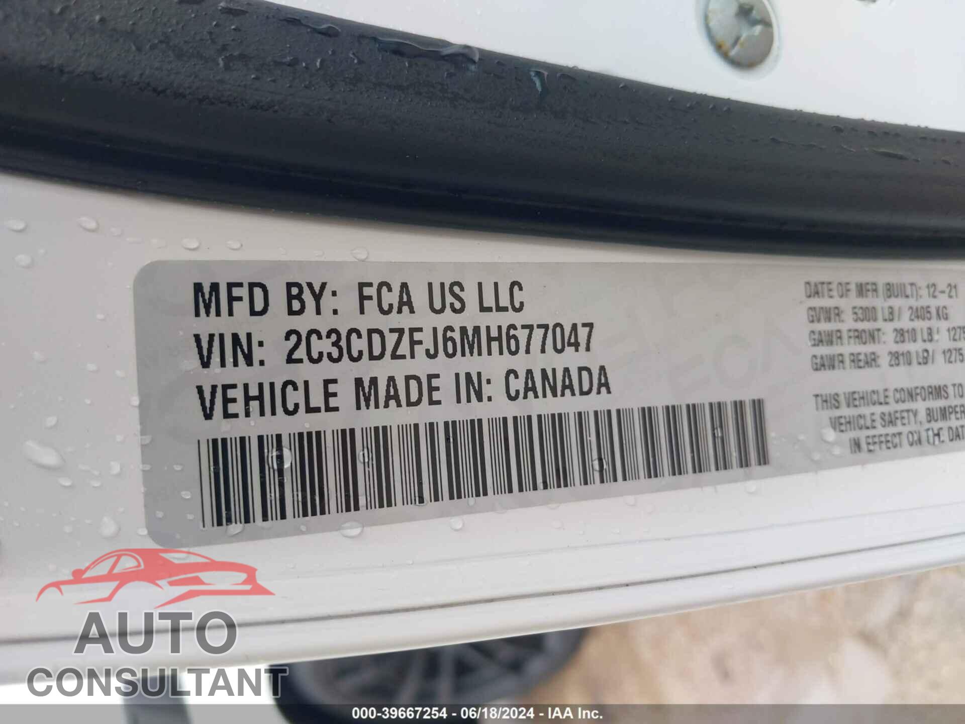 DODGE CHALLENGER 2021 - 2C3CDZFJ6MH677047