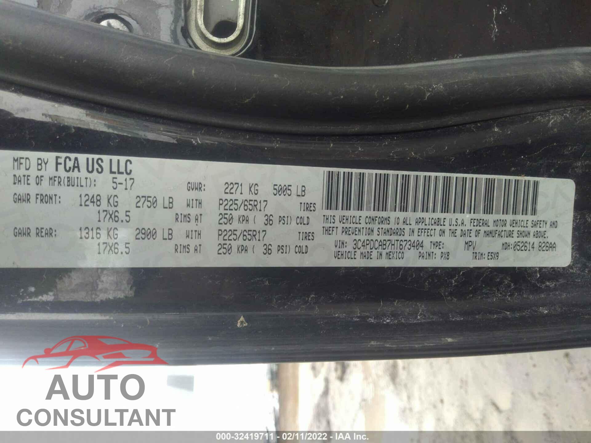 DODGE JOURNEY 2017 - 3C4PDCAB7HT673404