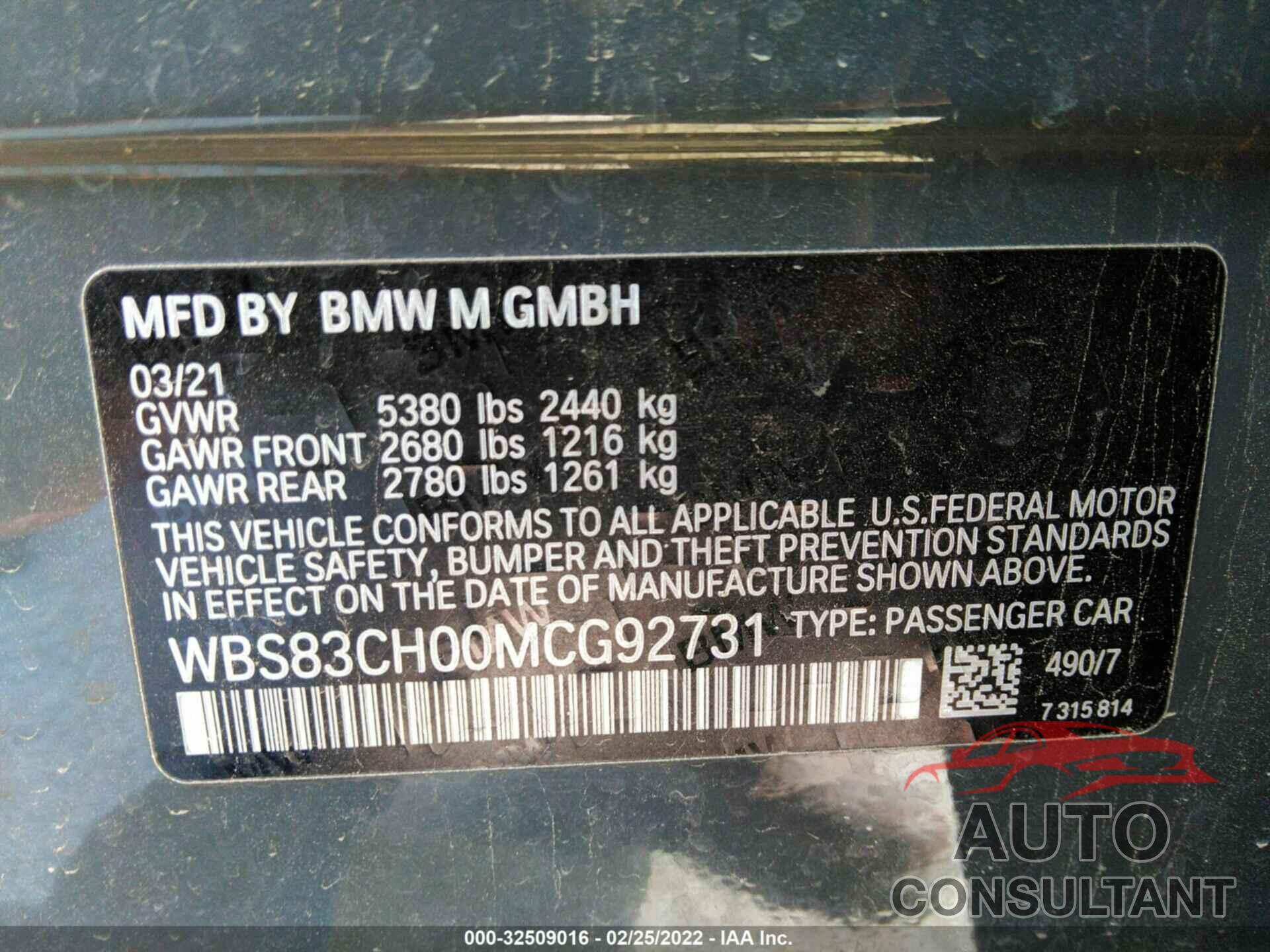 BMW M5 2021 - WBS83CH00MCG92731