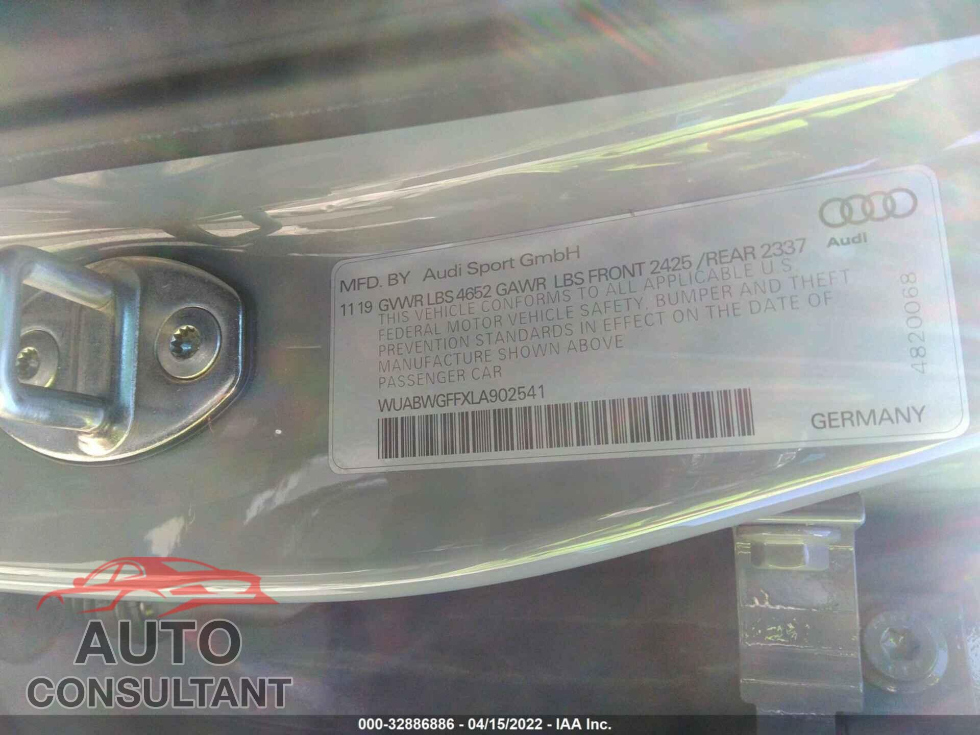 AUDI RS 3 2020 - WUABWGFFXLA902541