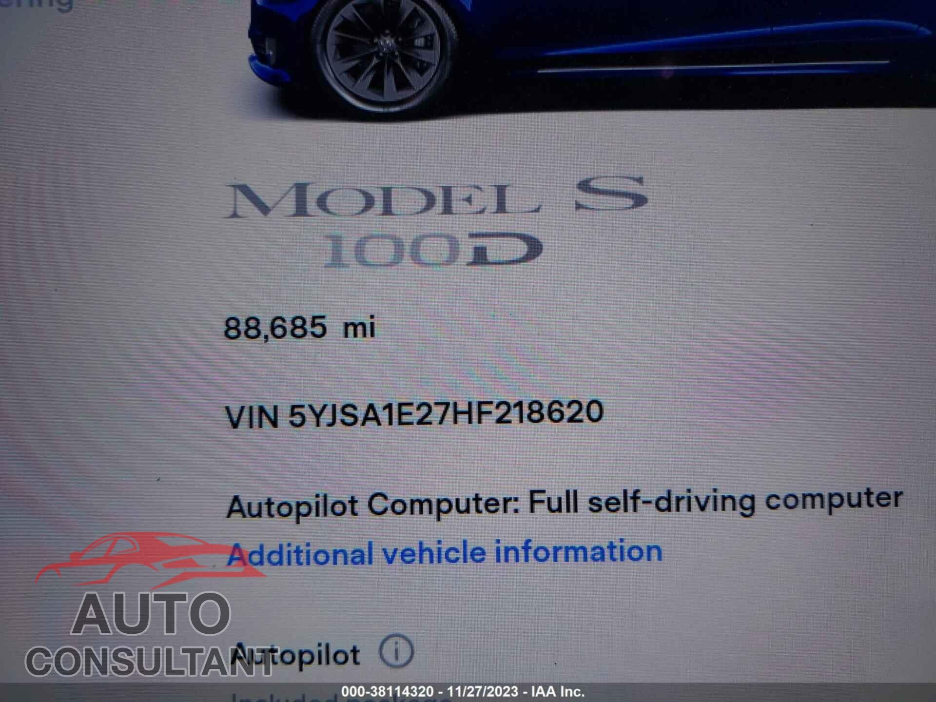 TESLA MODEL S 2017 - 5YJSA1E27HF218620