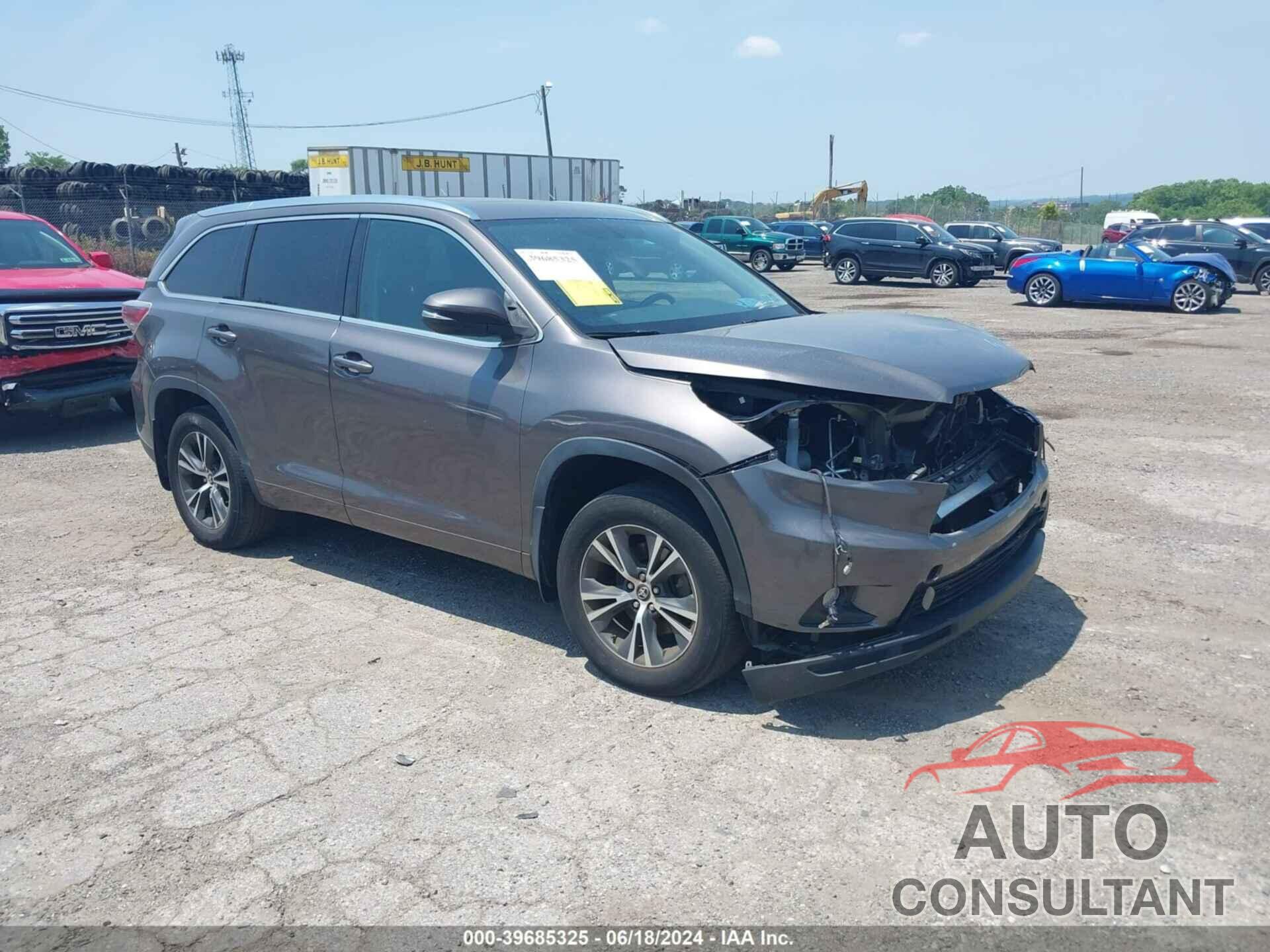 TOYOTA HIGHLANDER 2016 - 5TDJKRFH7GS284685