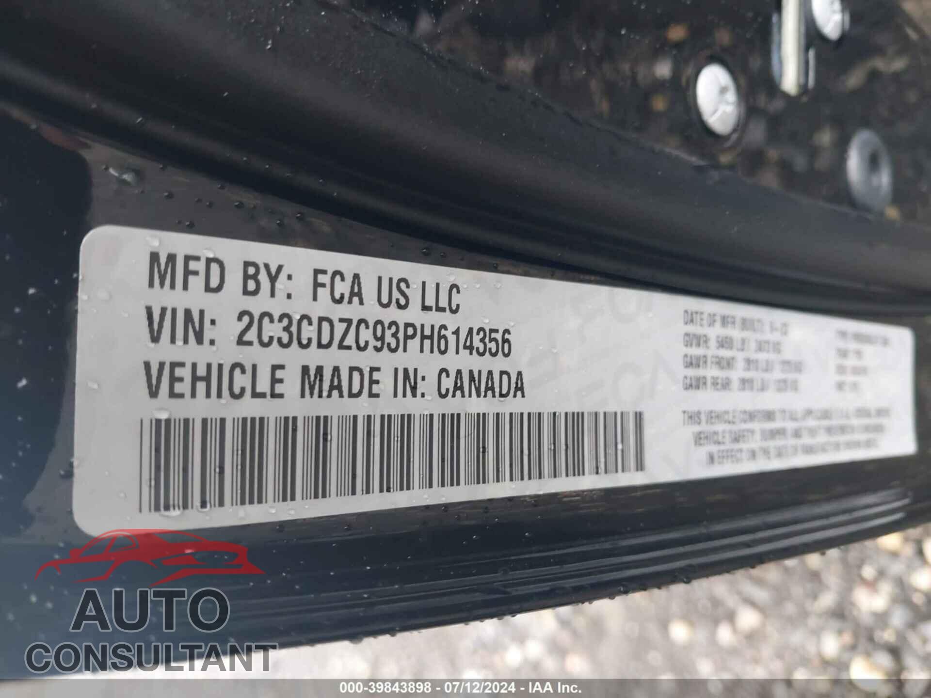 DODGE CHALLENGER 2023 - 2C3CDZC93PH614356