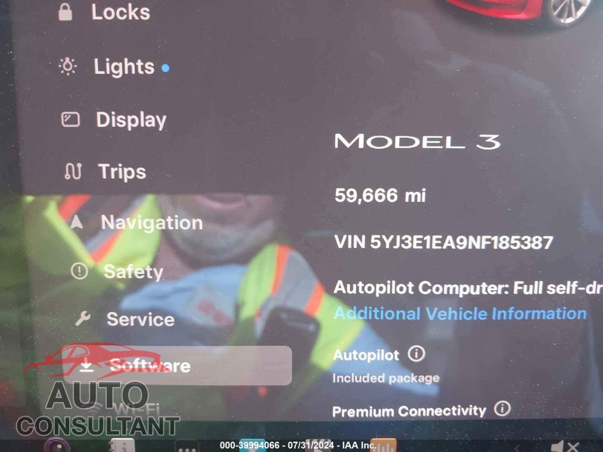 TESLA MODEL 3 2022 - 5YJ3E1EA9NF185387