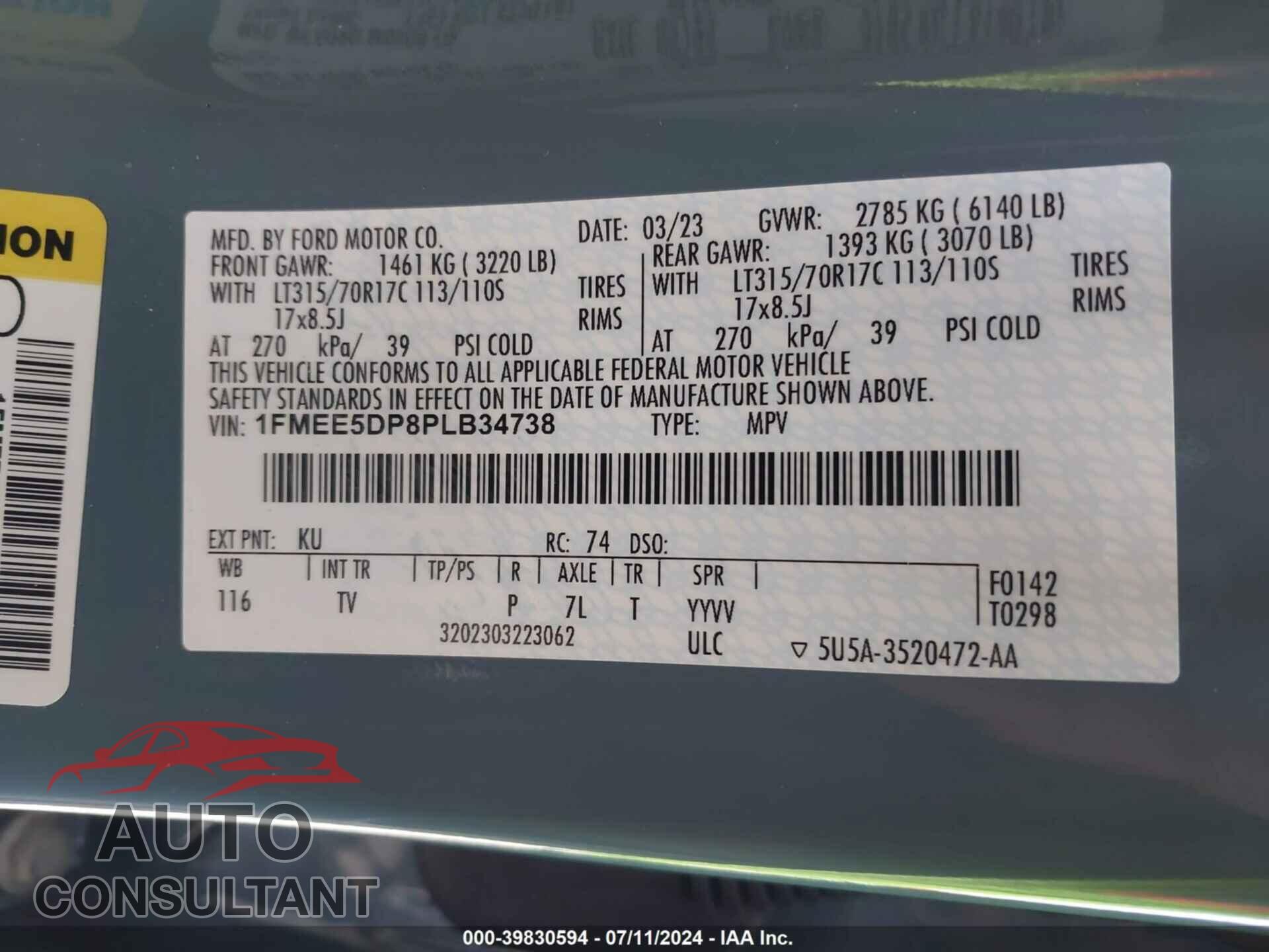FORD BRONCO 2023 - 1FMEE5DP8PLB34738