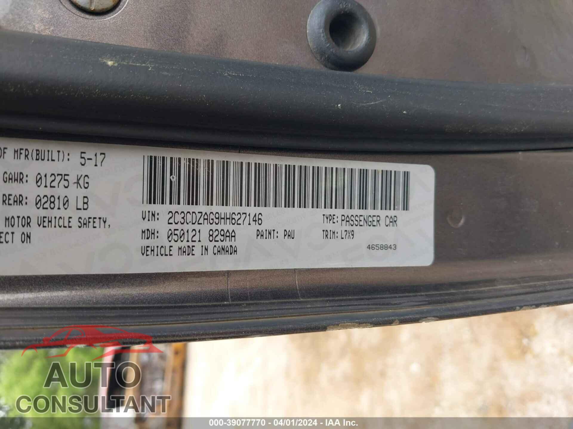 DODGE CHALLENGER 2017 - 2C3CDZAG9HH627146