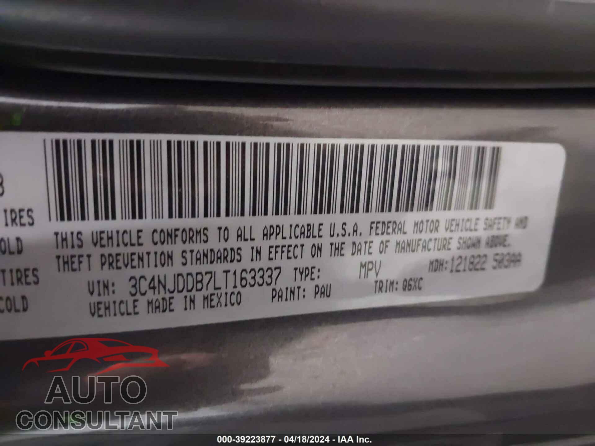 JEEP COMPASS 2020 - 3C4NJDDB7LT163337