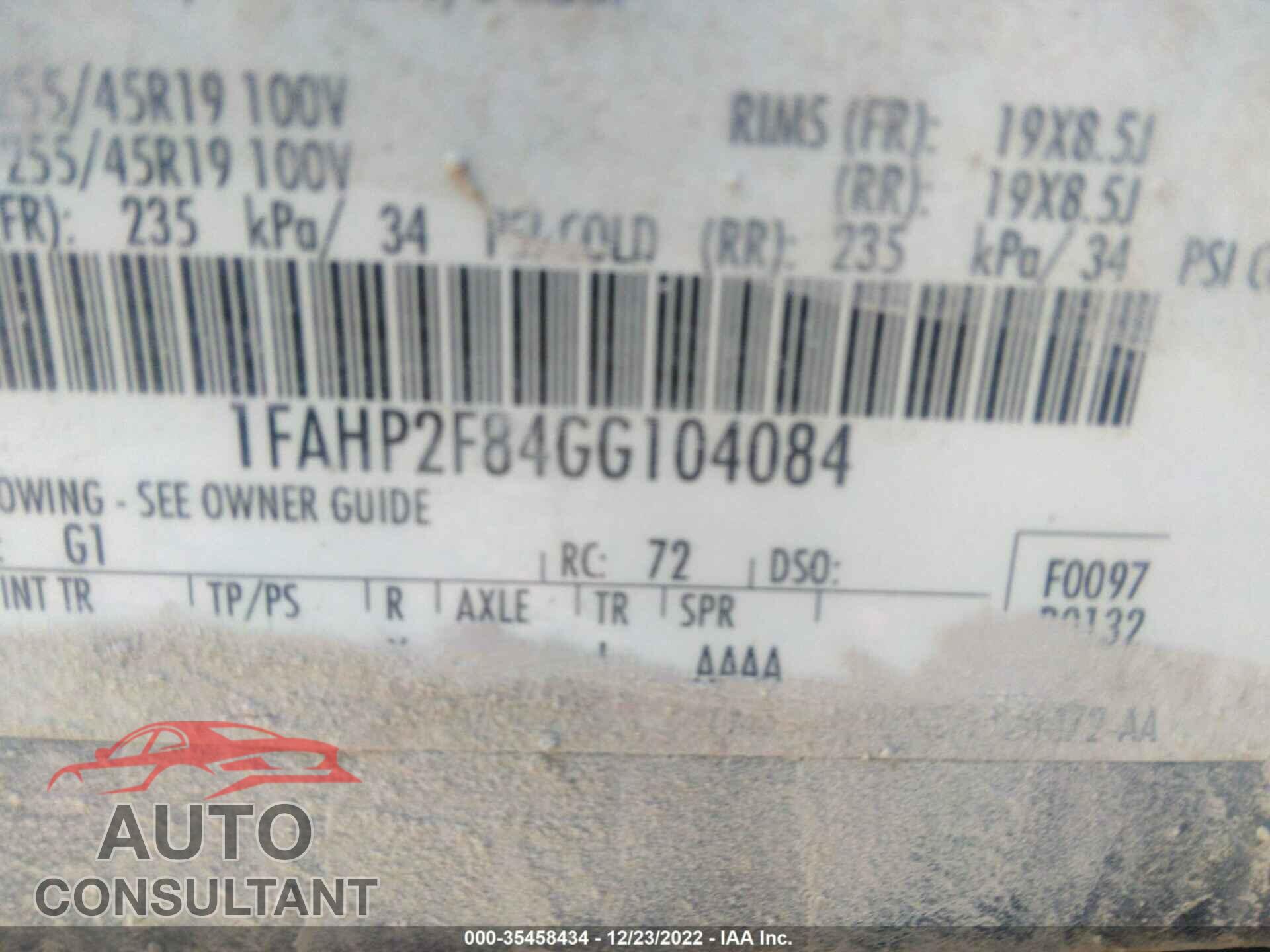 FORD TAURUS 2016 - 1FAHP2F84GG104084