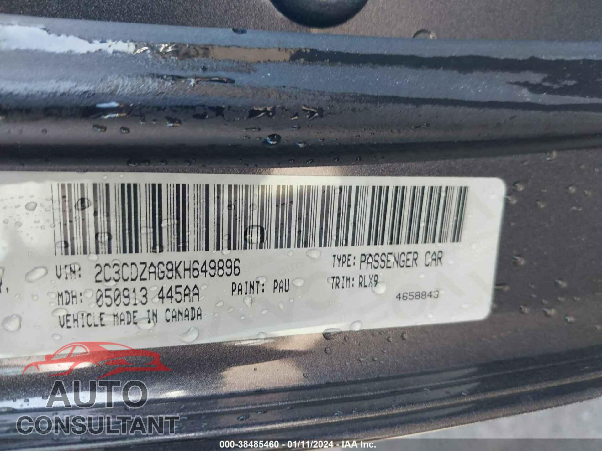 DODGE CHALLENGER 2019 - 2C3CDZAG9KH649896