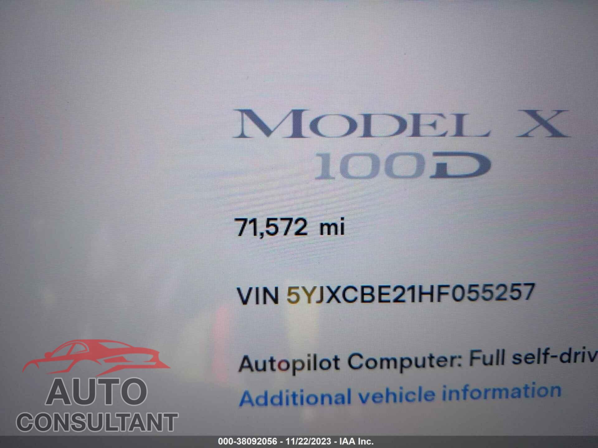 TESLA MODEL X 2017 - 5YJXCBE21HF055257