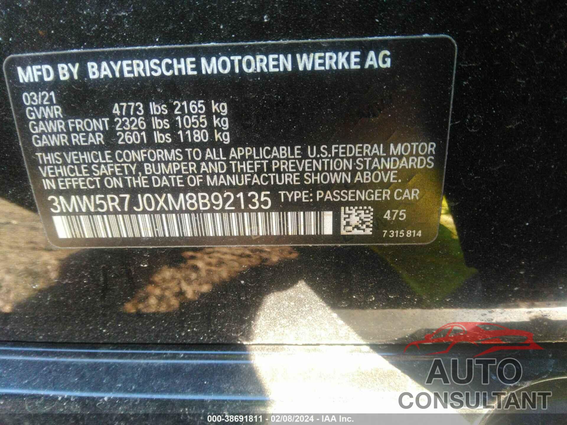 BMW 330XI 2021 - 3MW5R7J0XM8B92135