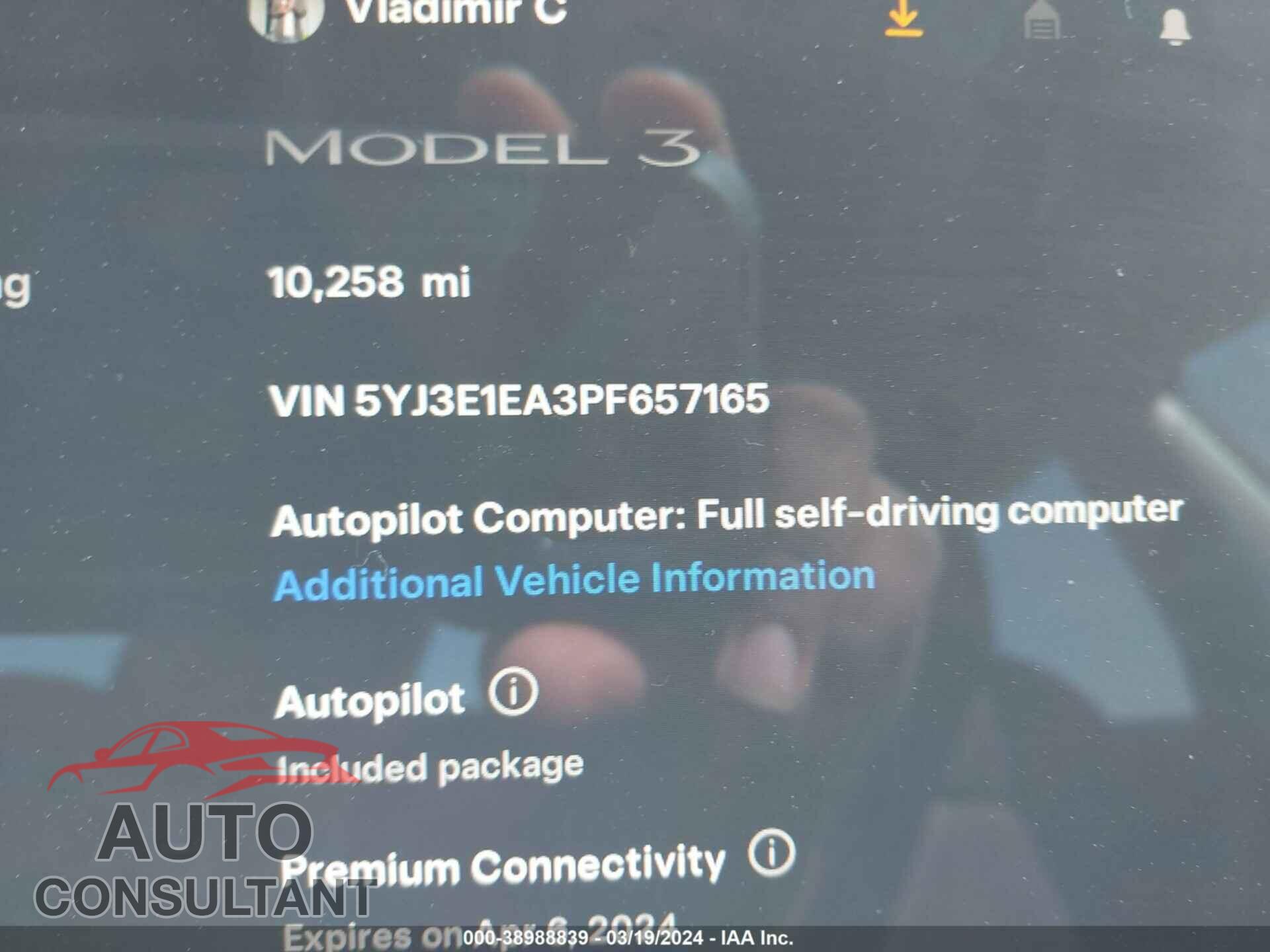 TESLA MODEL 3 2023 - 5YJ3E1EA3PF657165