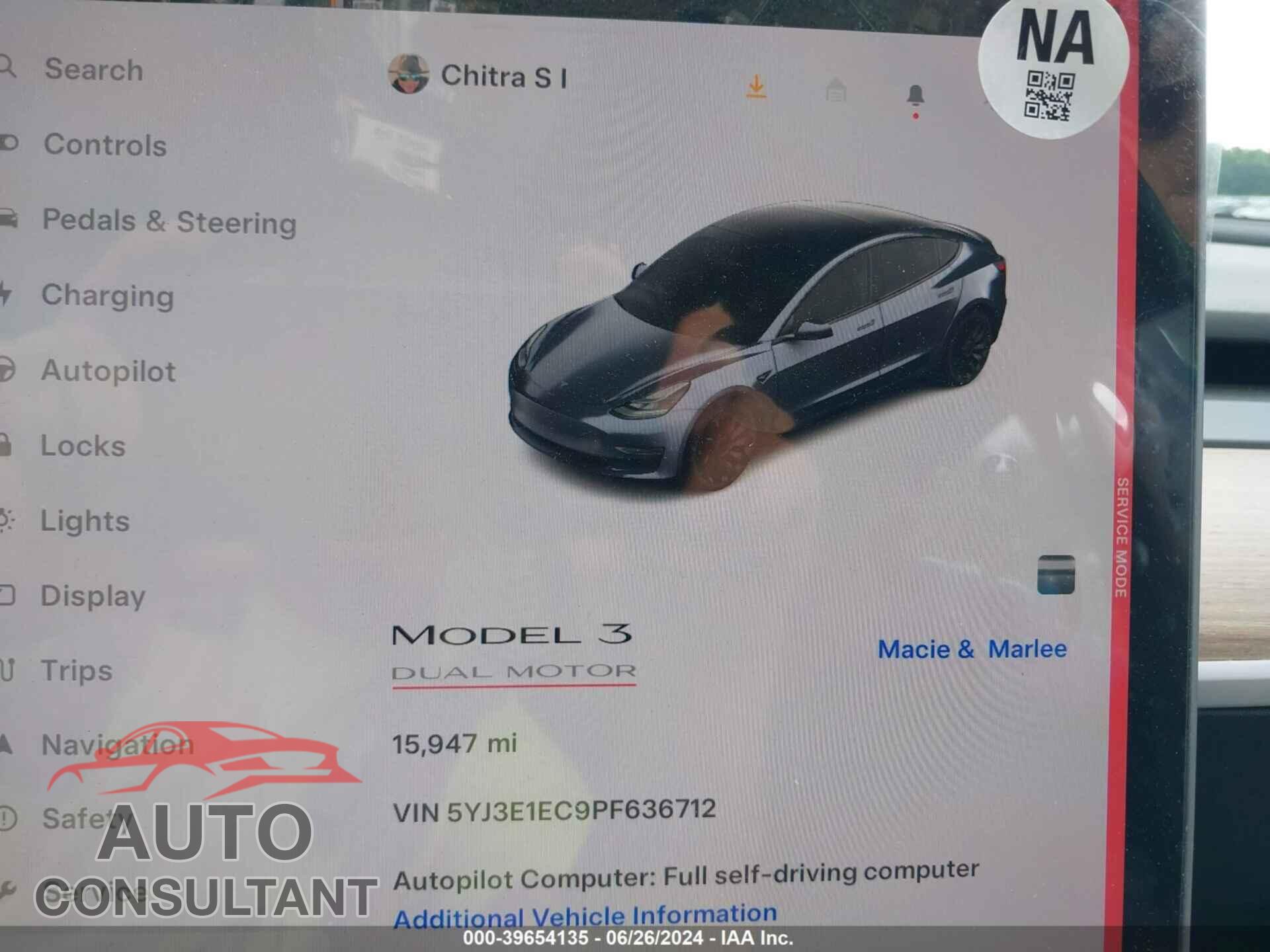 TESLA MODEL 3 2023 - 5YJ3E1EC9PF636712
