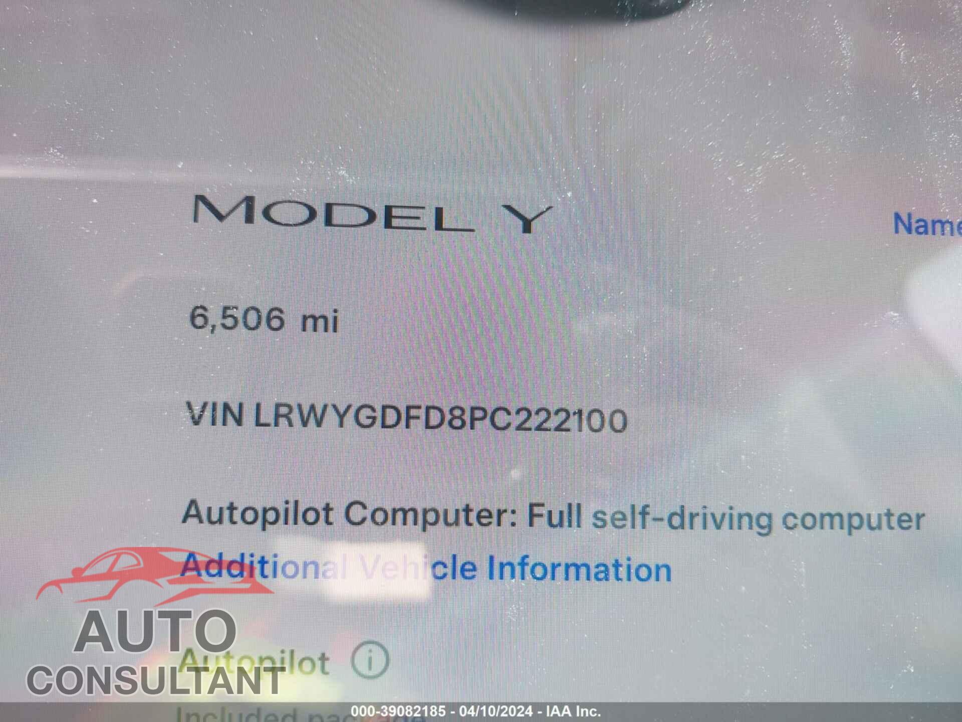 TESLA MODEL Y 2023 - LRWYGDFD8PC222100