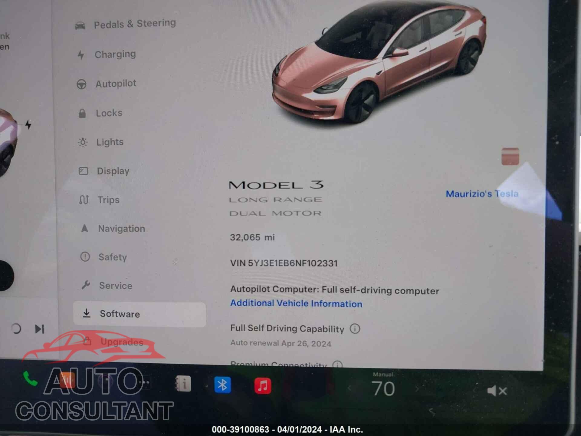 TESLA MODEL 3 2022 - 5YJ3E1EB6NF102331