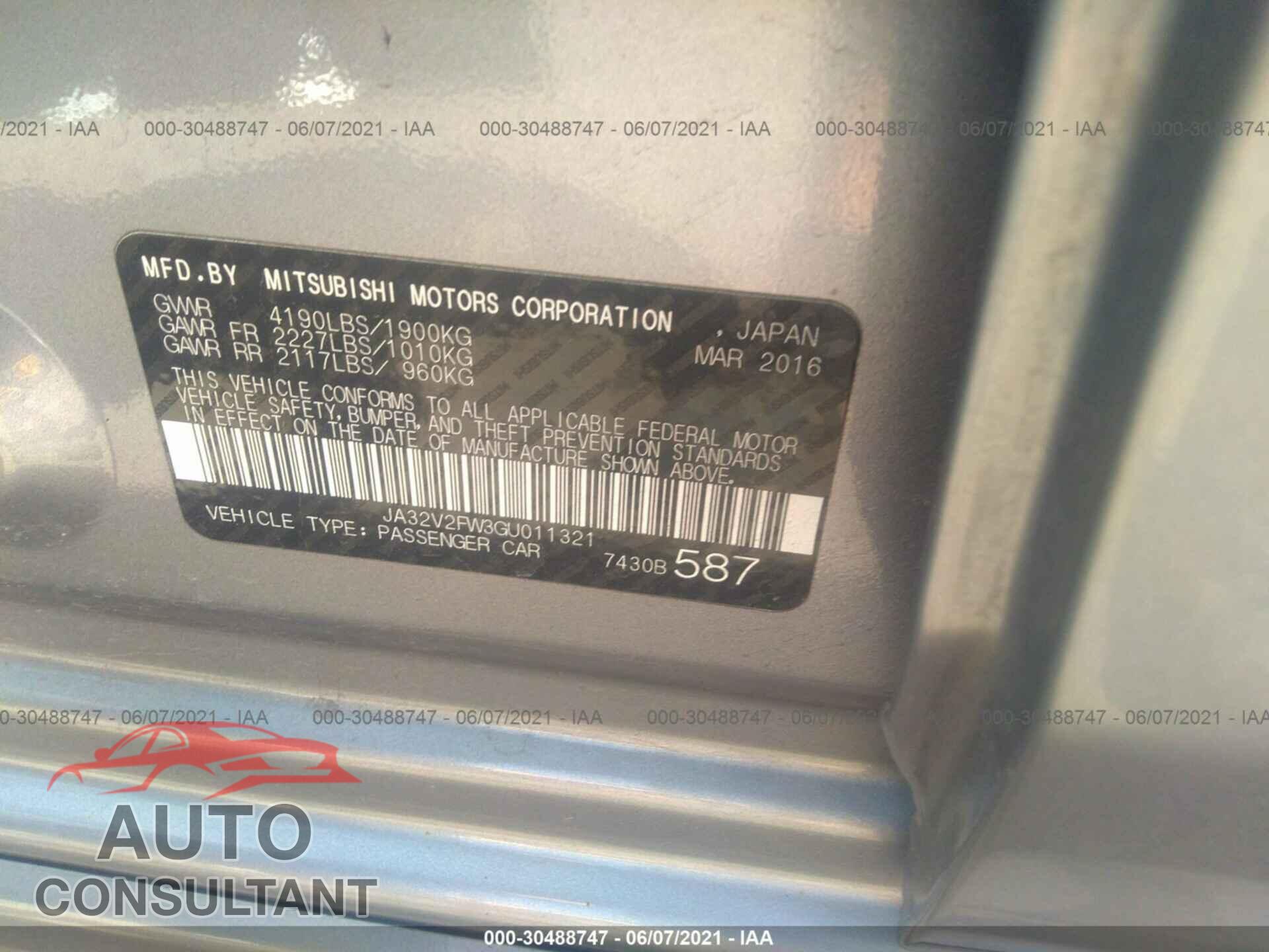 MITSUBISHI LANCER 2016 - JA32V2FW3GU011321