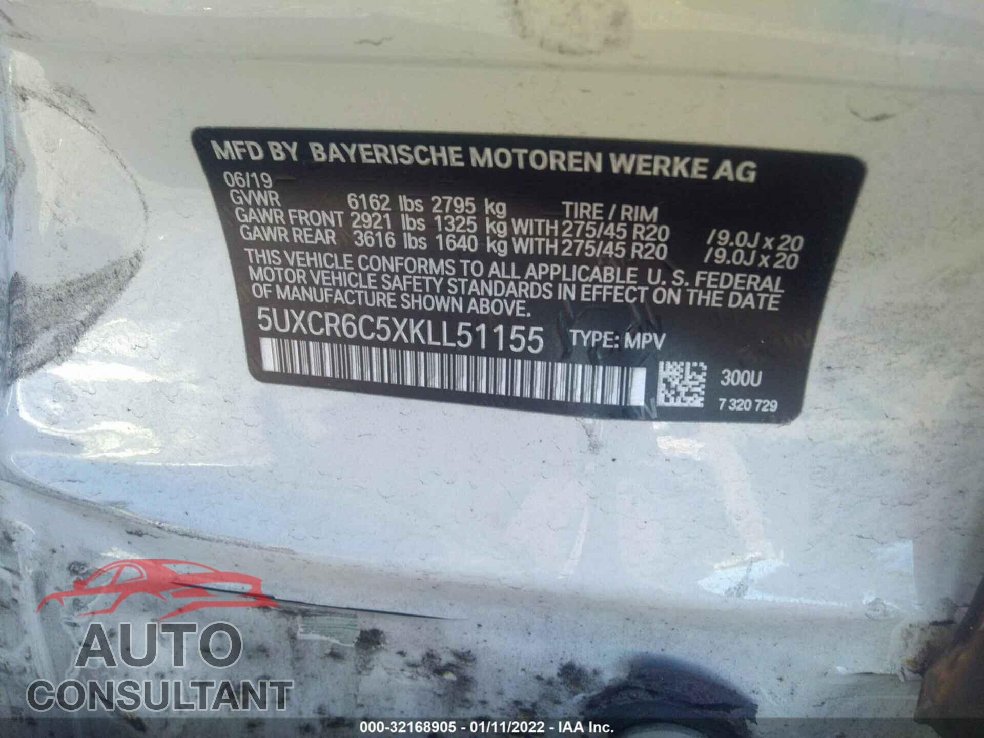 BMW X5 2019 - 5UXCR6C5XKLL51155