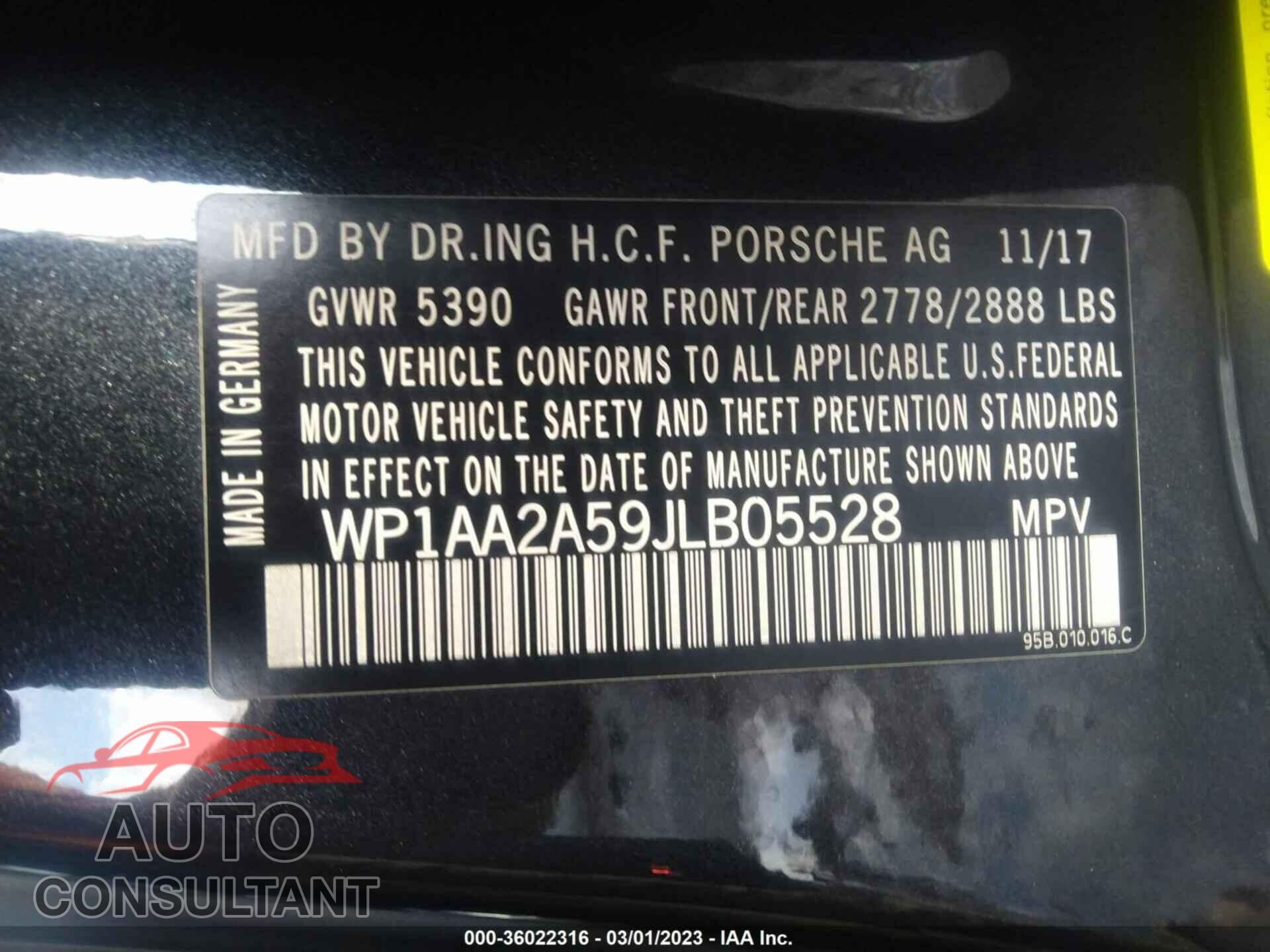 PORSCHE MACAN 2018 - WP1AA2A59JLB05528