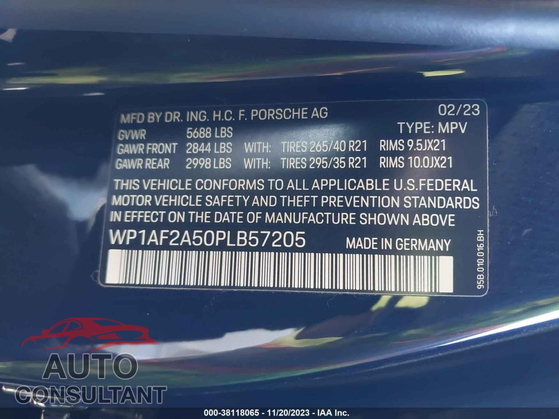 PORSCHE MACAN 2023 - WP1AF2A50PLB57205