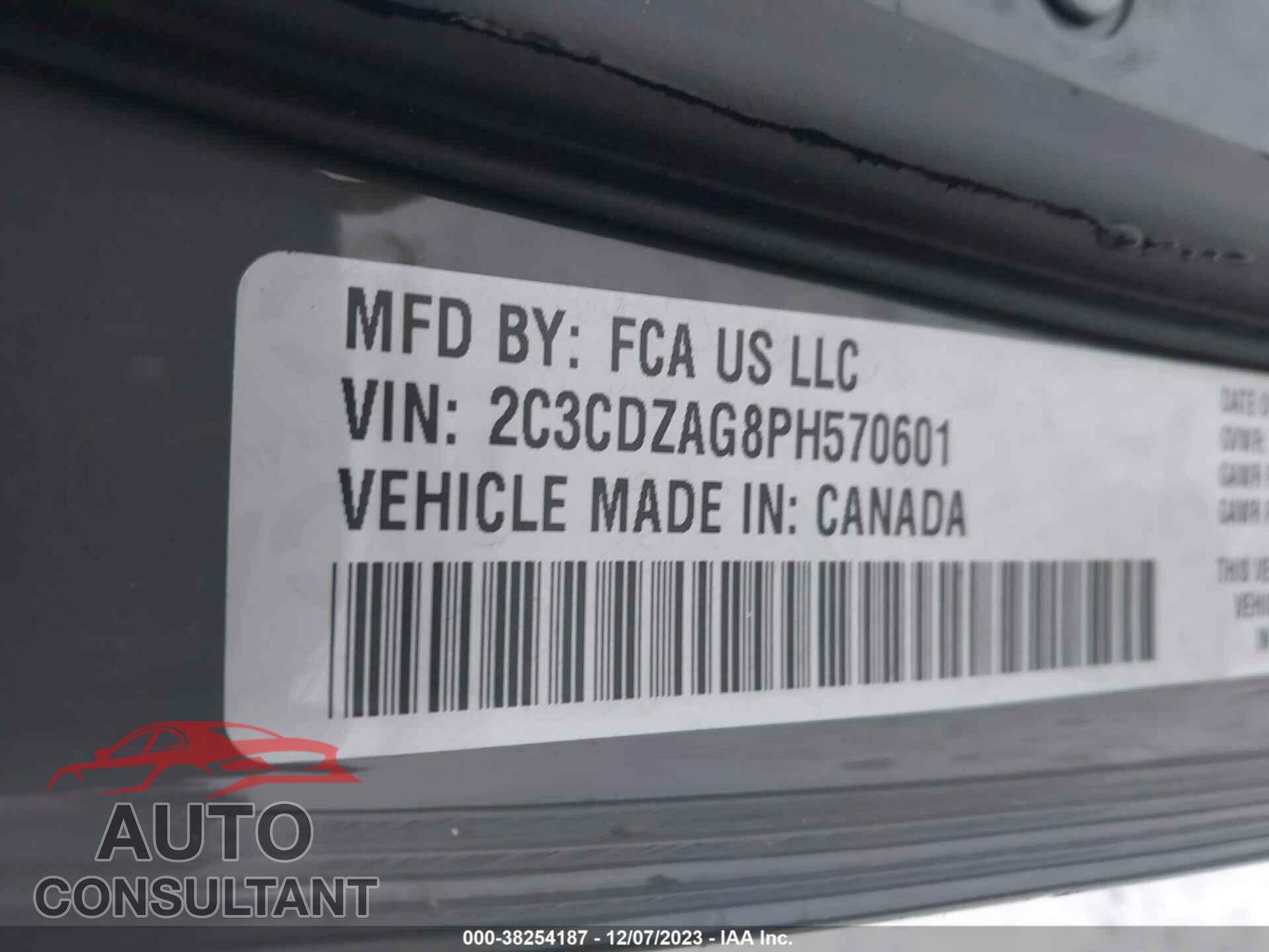 DODGE CHALLENGER 2023 - 2C3CDZAG8PH570601