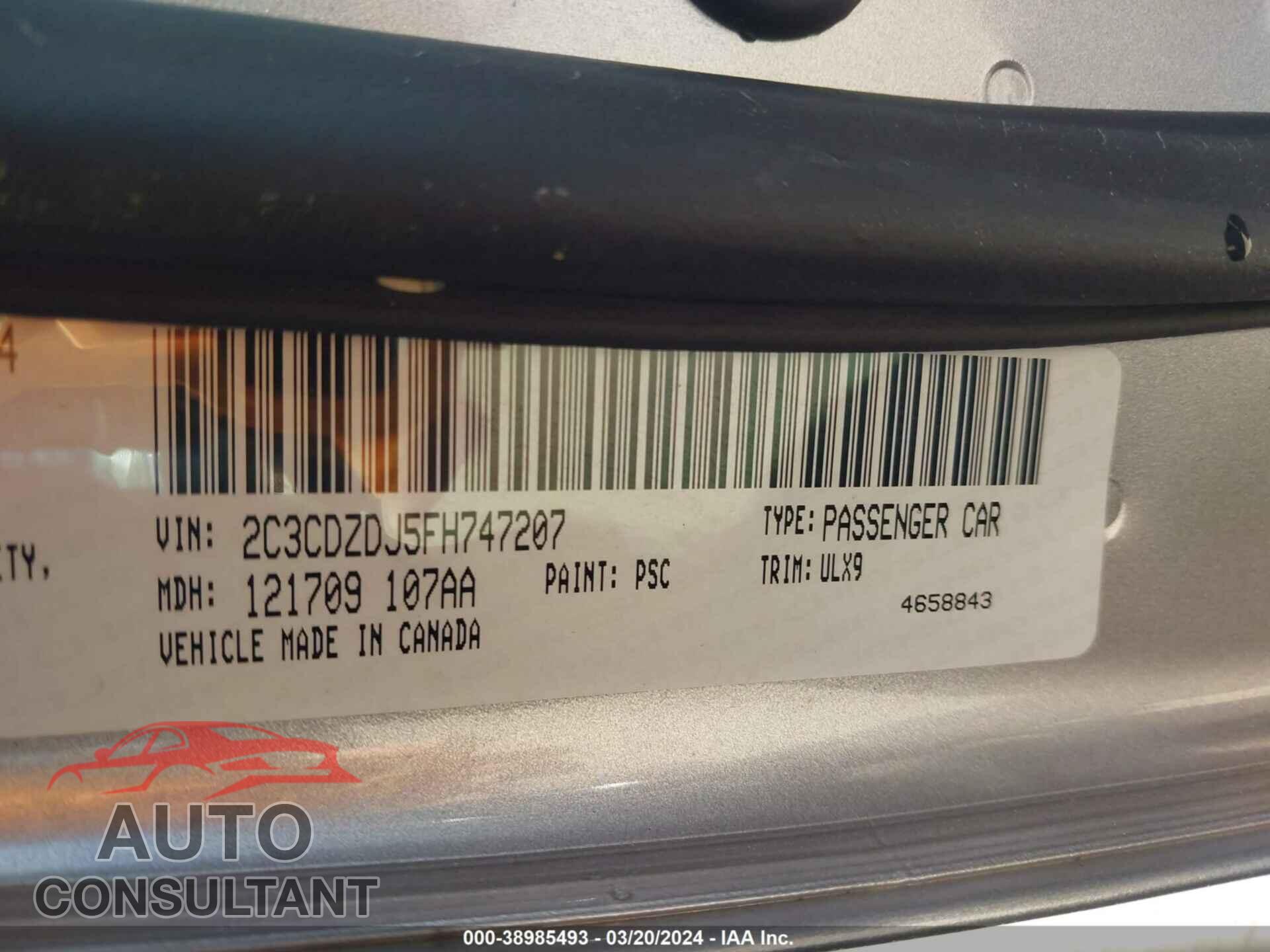 DODGE CHALLENGER 2015 - 2C3CDZDJ5FH747207
