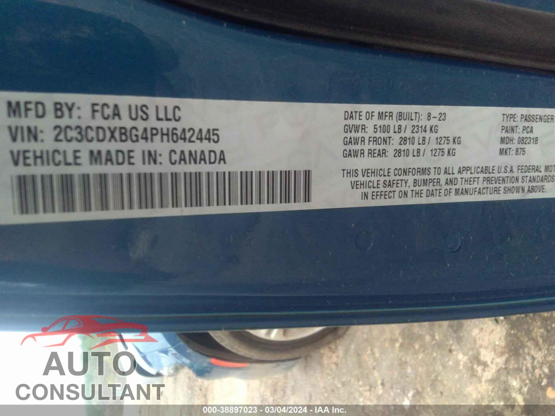 DODGE CHARGER 2023 - 2C3CDXBG4PH642445