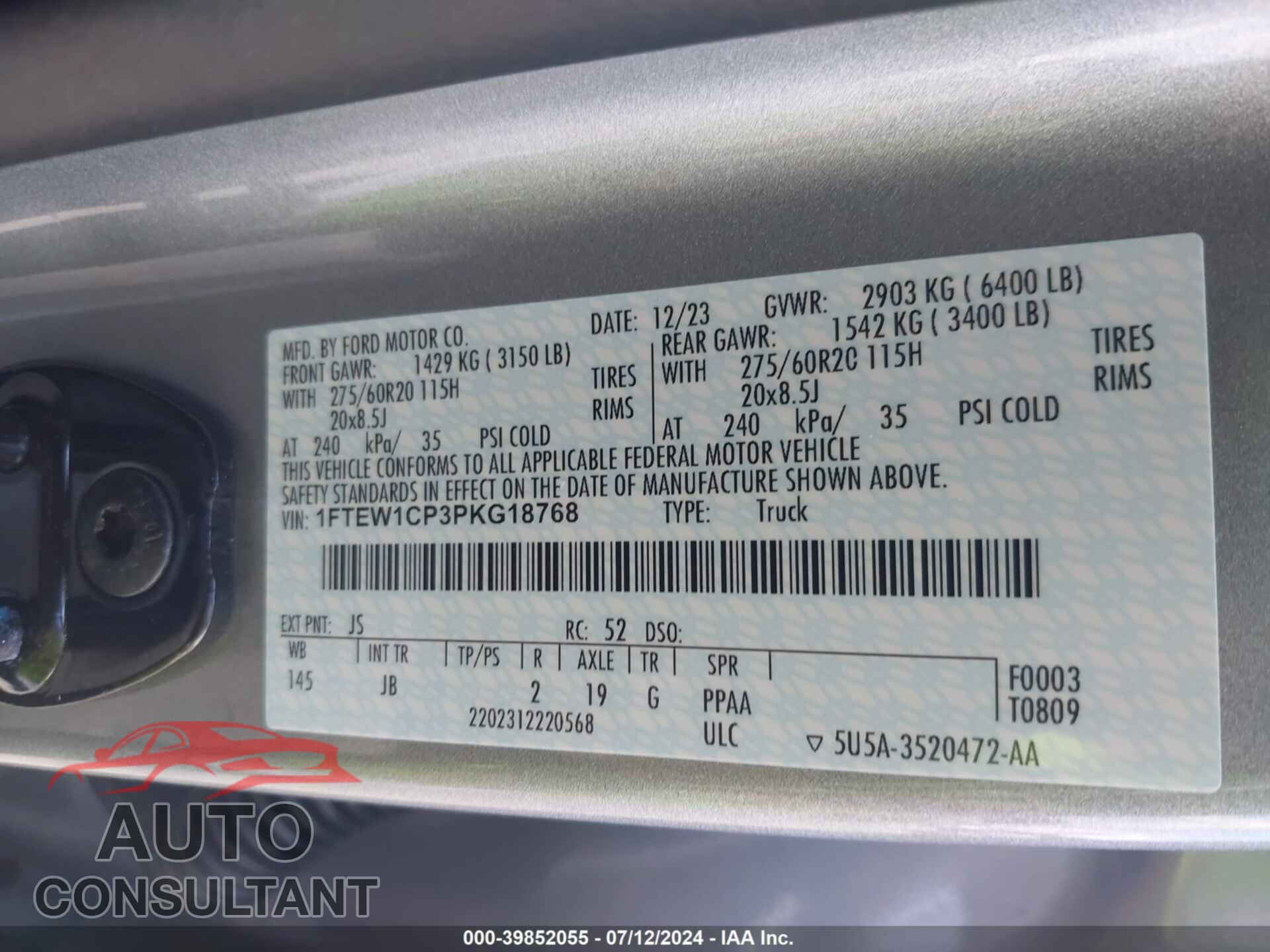 FORD F-150 2023 - 1FTEW1CP3PKG18768