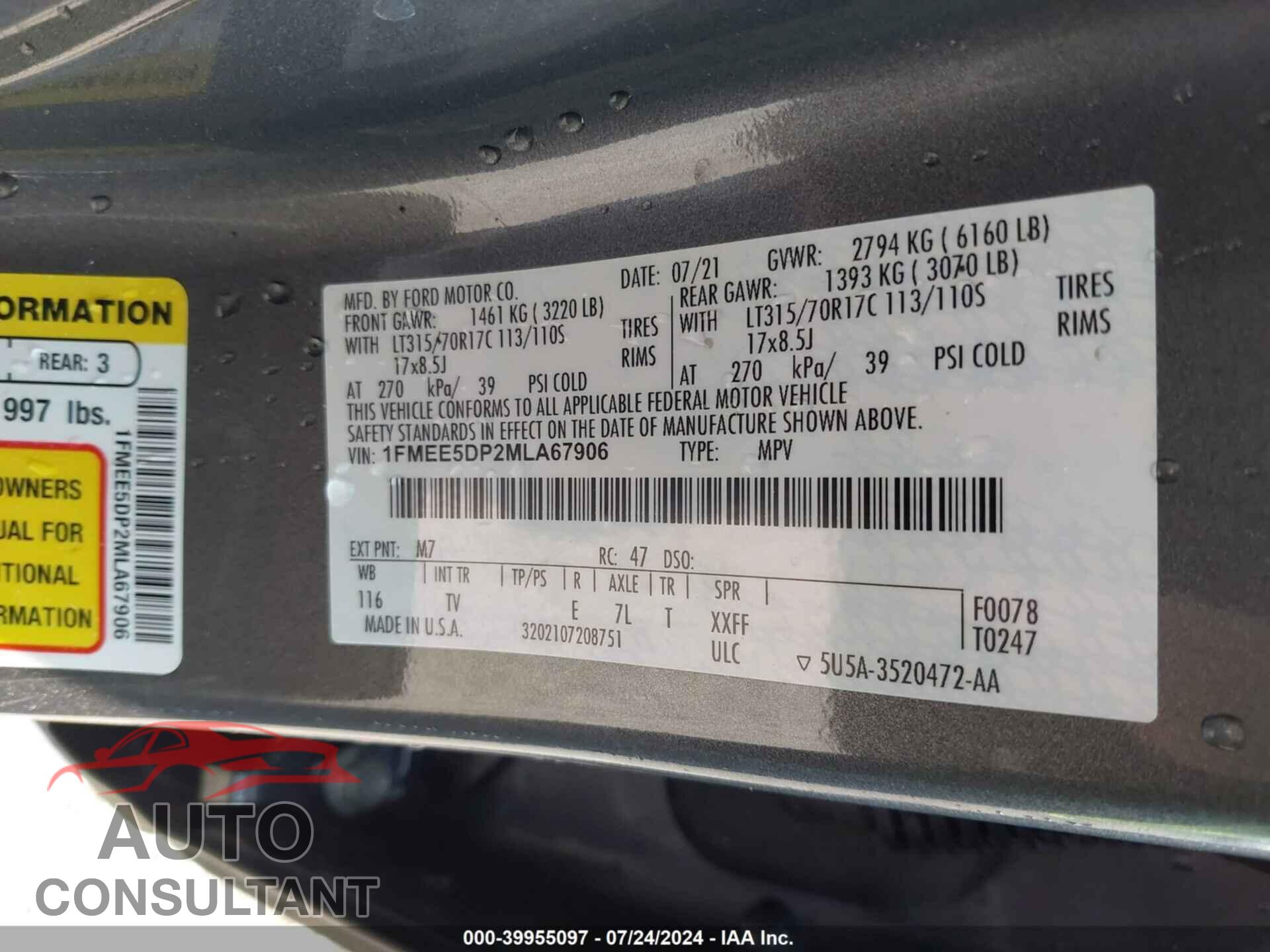 FORD BRONCO 2021 - 1FMEE5DP2MLA67906