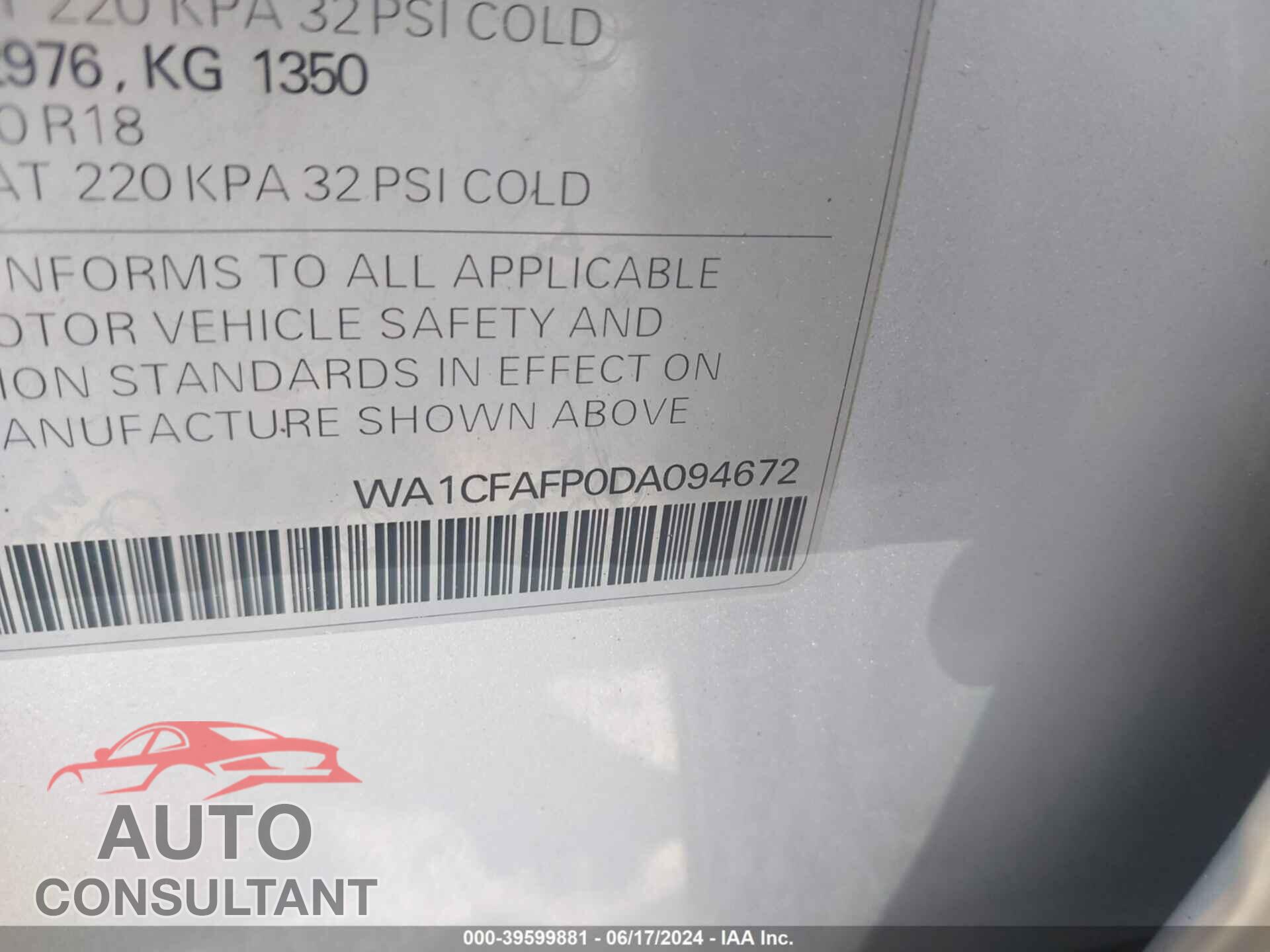 AUDI Q5 2013 - WA1CFAFP0DA094672