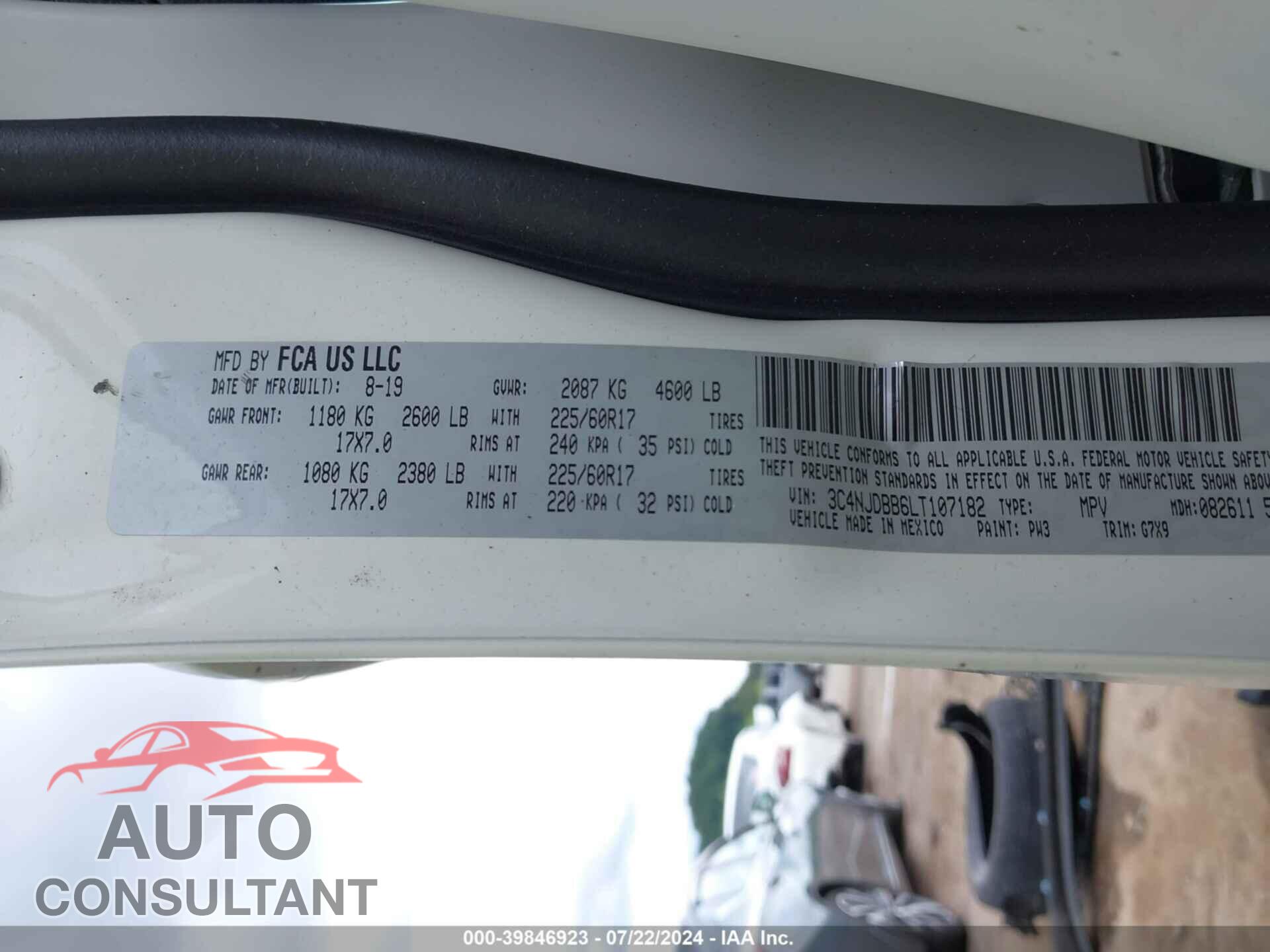 JEEP COMPASS 2020 - 3C4NJDBB6LT107182