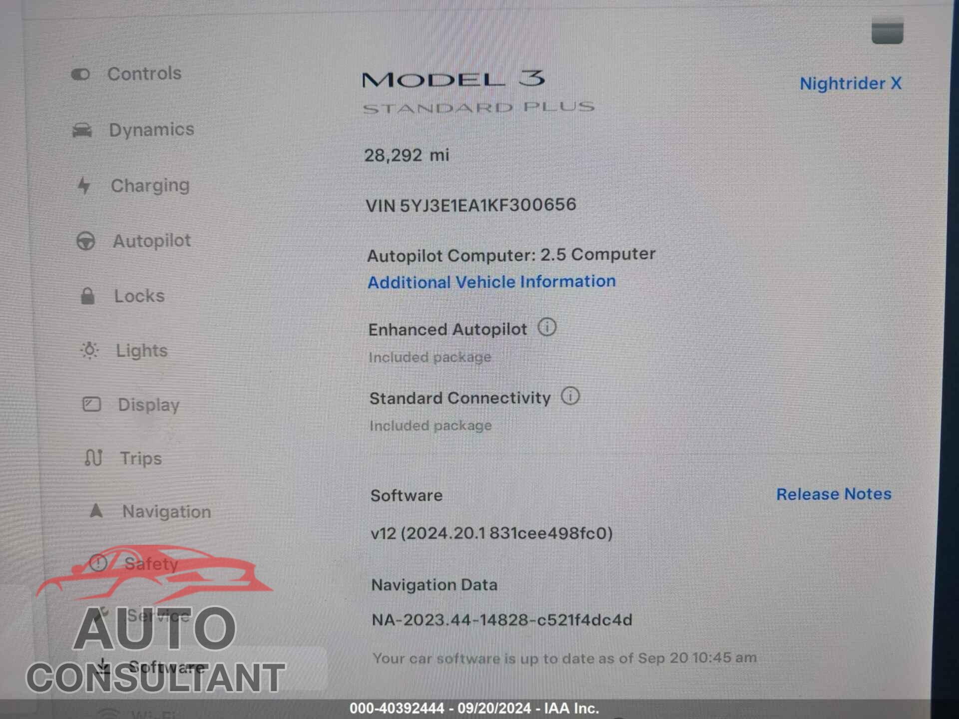 TESLA MODEL 3 2019 - 5YJ3E1EA1KF300656