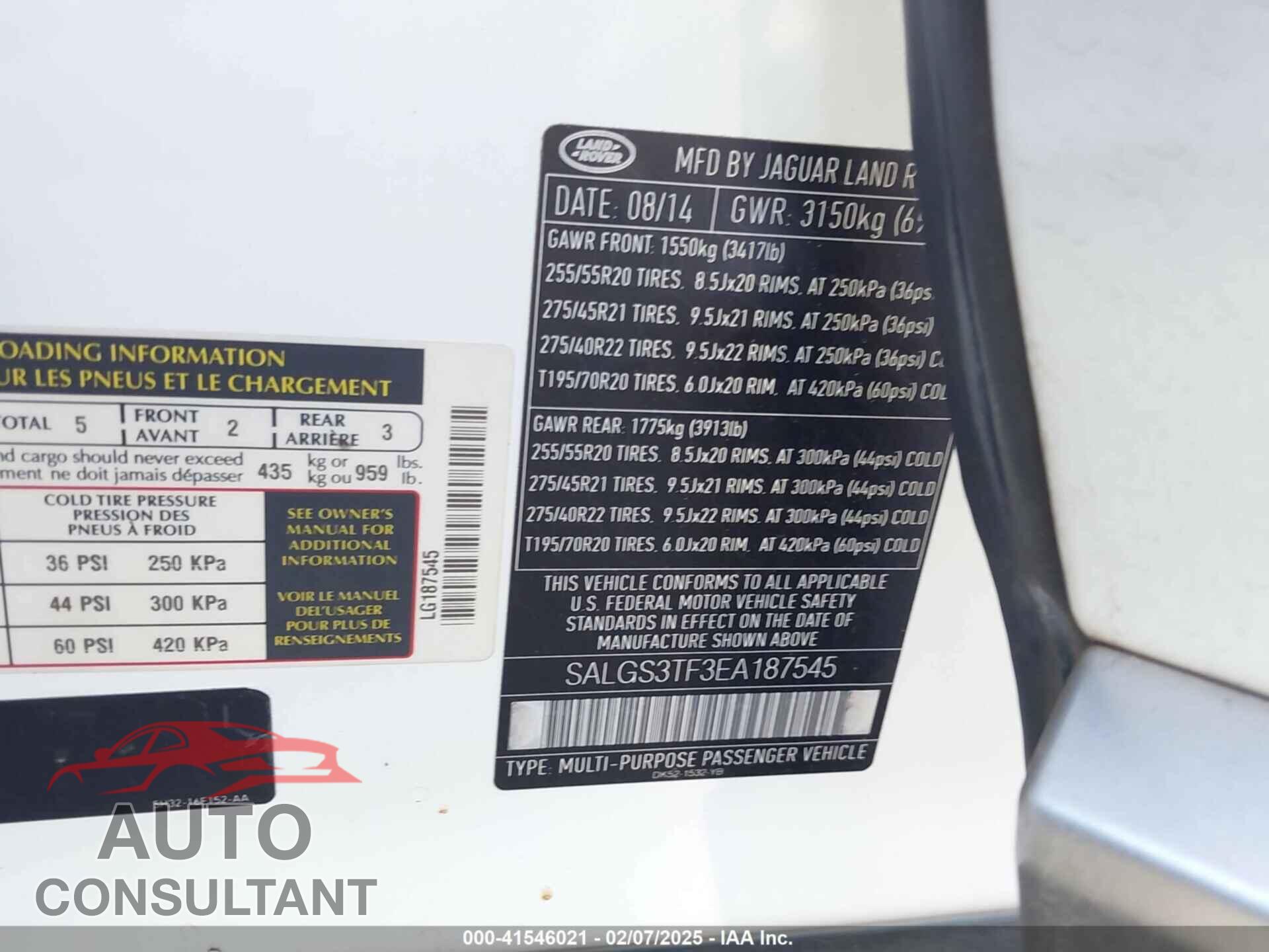LAND ROVER RANGE ROVER 2014 - SALGS3TF3EA187545