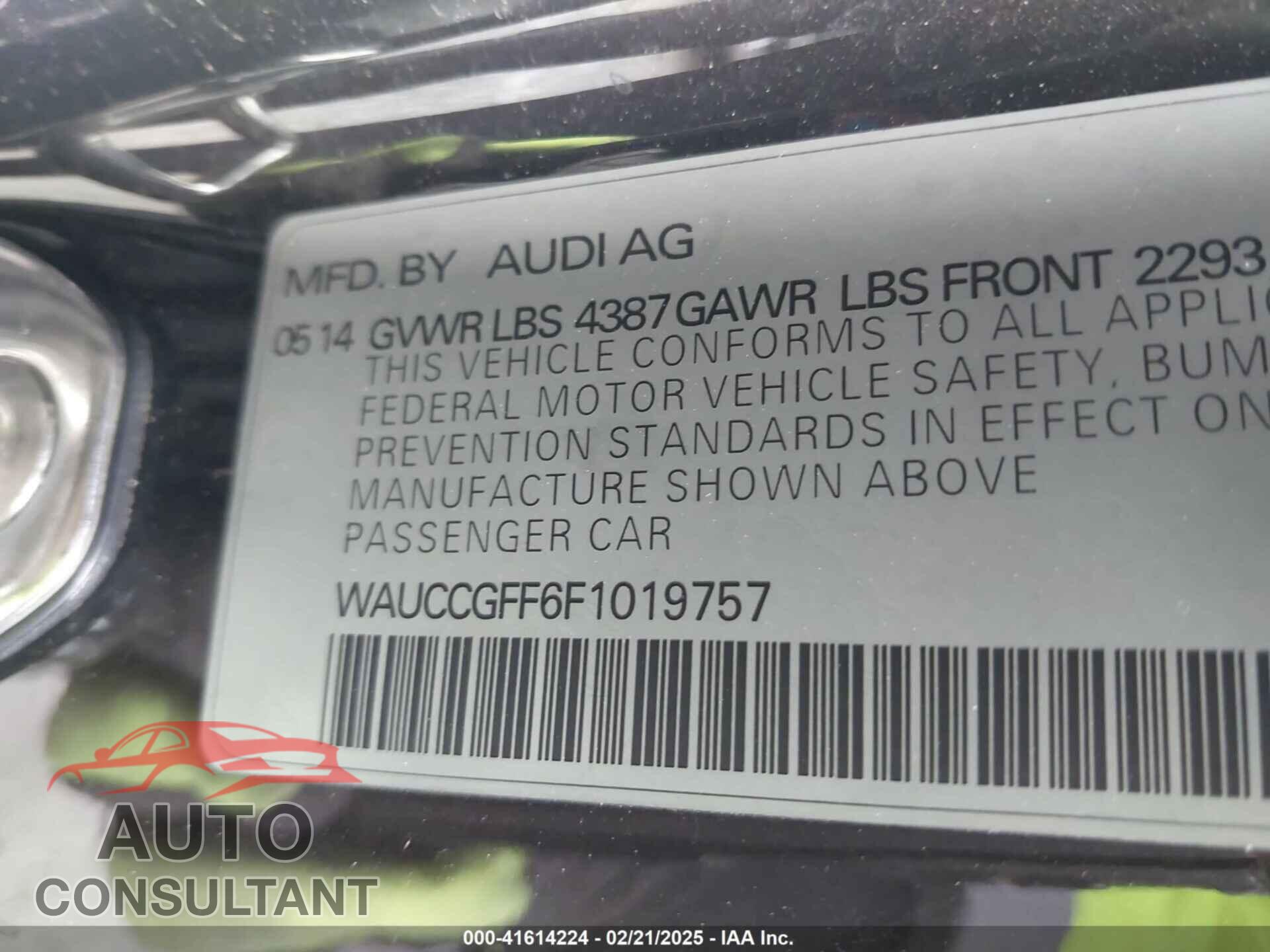 AUDI A3 2015 - WAUCCGFF6F1019757