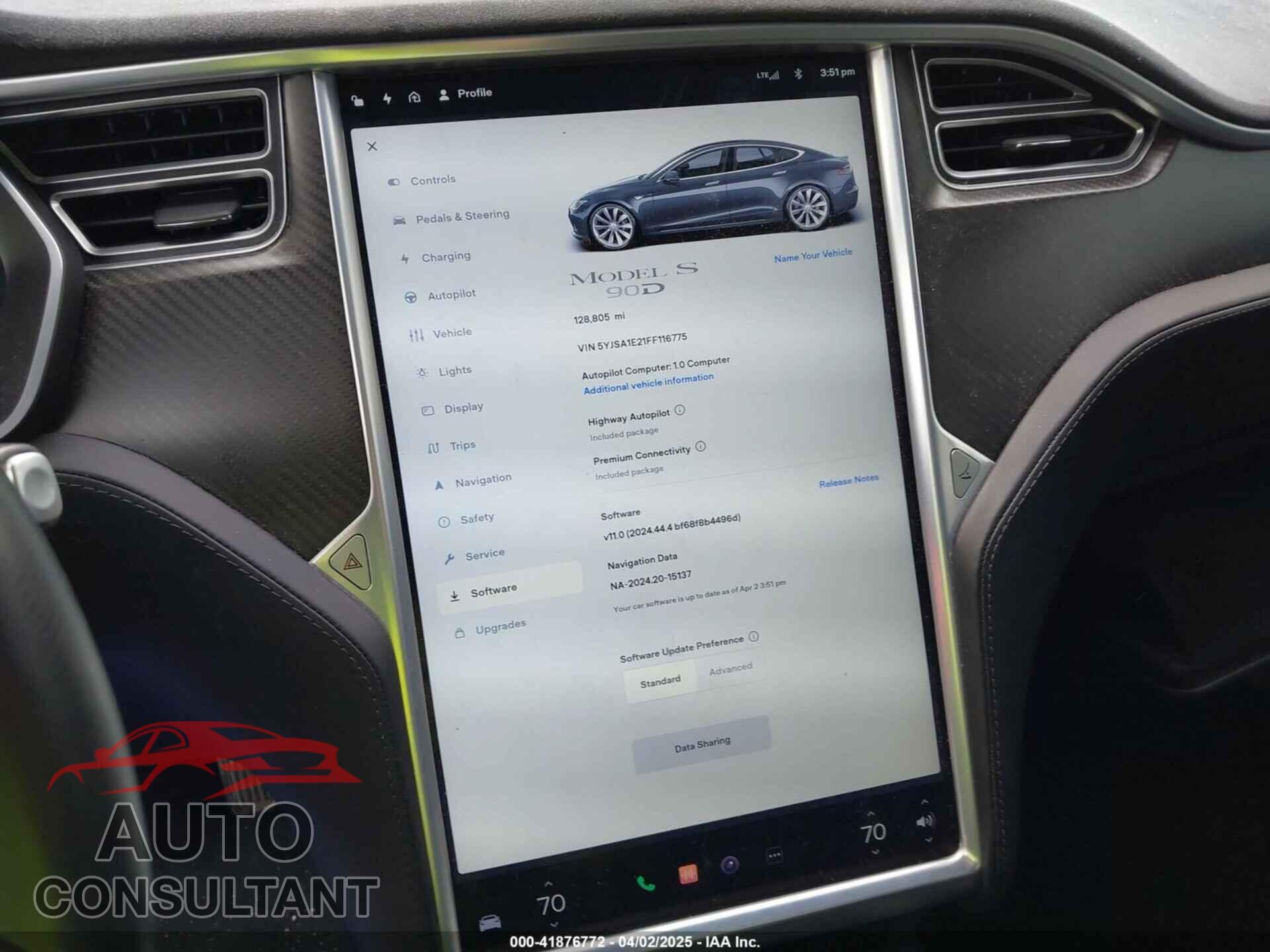 TESLA MODEL S 2015 - 5YJSA1E21FF116775