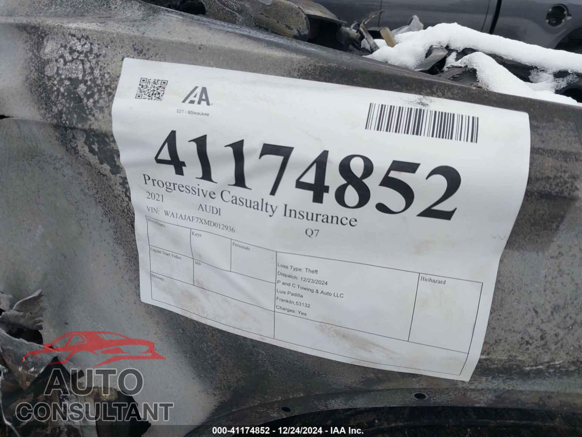 AUDI Q7 2021 - WA1AJAF7XMD012936