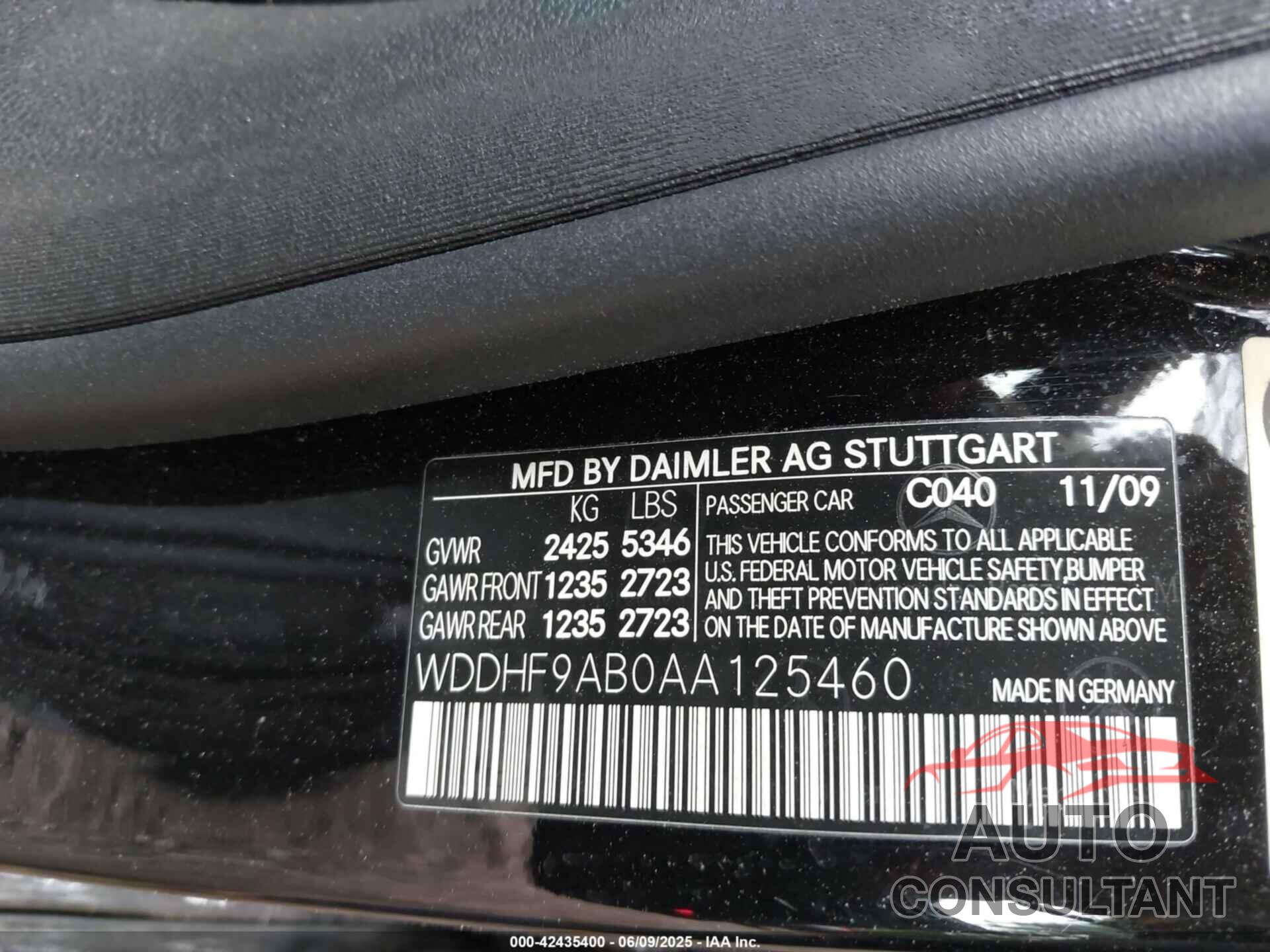 MERCEDES-BENZ E 550 2010 - WDDHF9AB0AA125460