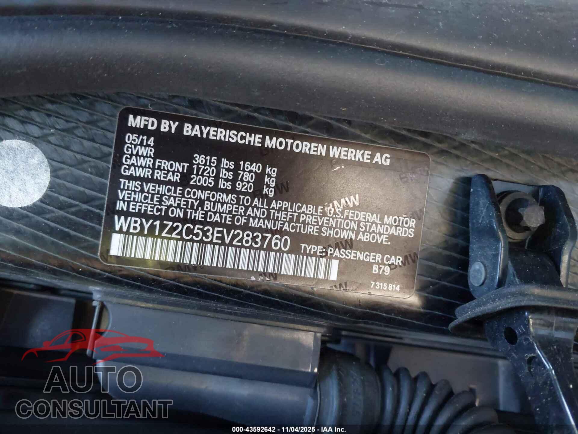 BMW I3 2014 - WBY1Z2C53EV283760
