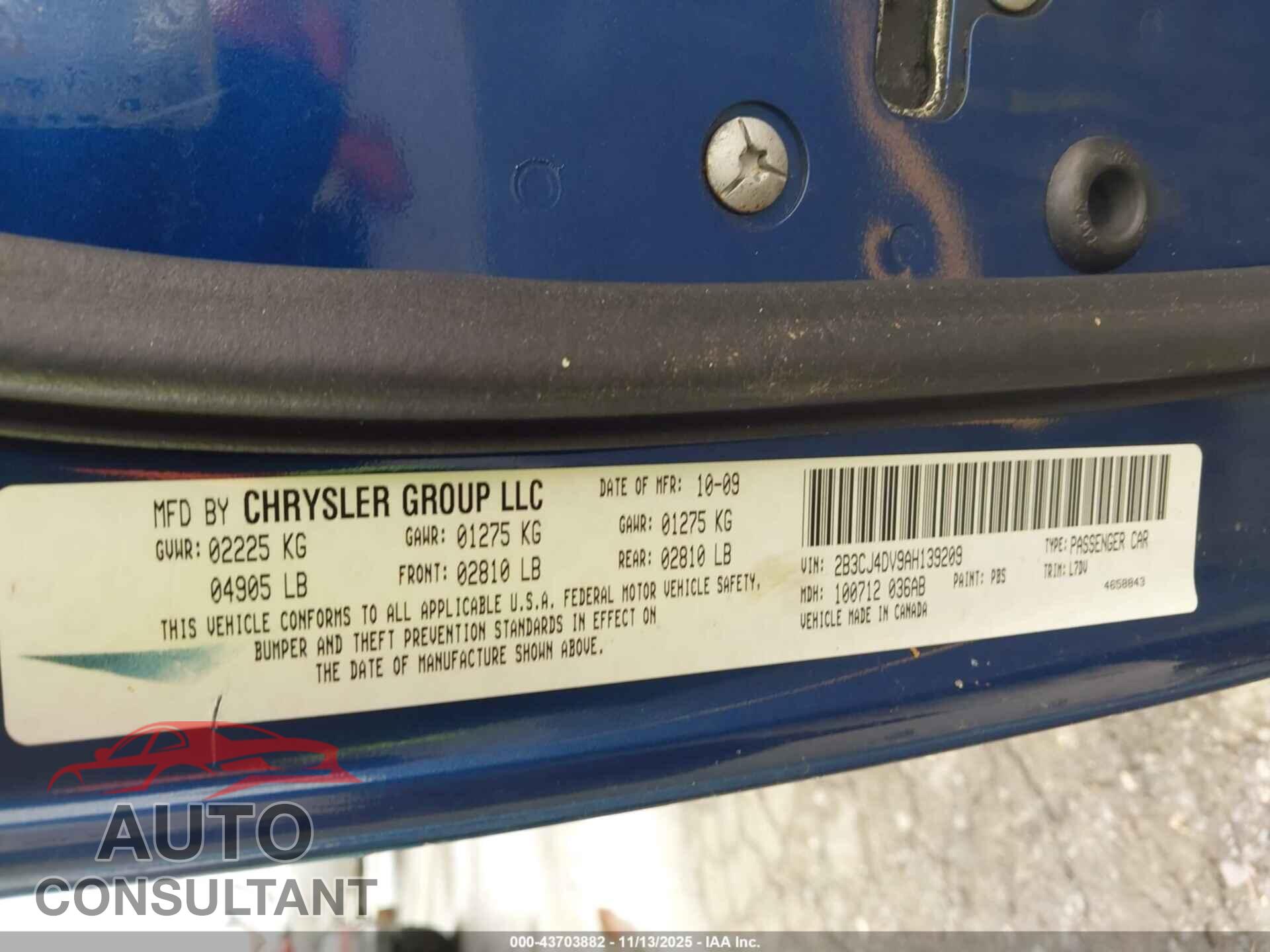 DODGE CHALLENGER 2010 - 2B3CJ4DV9AH139209
