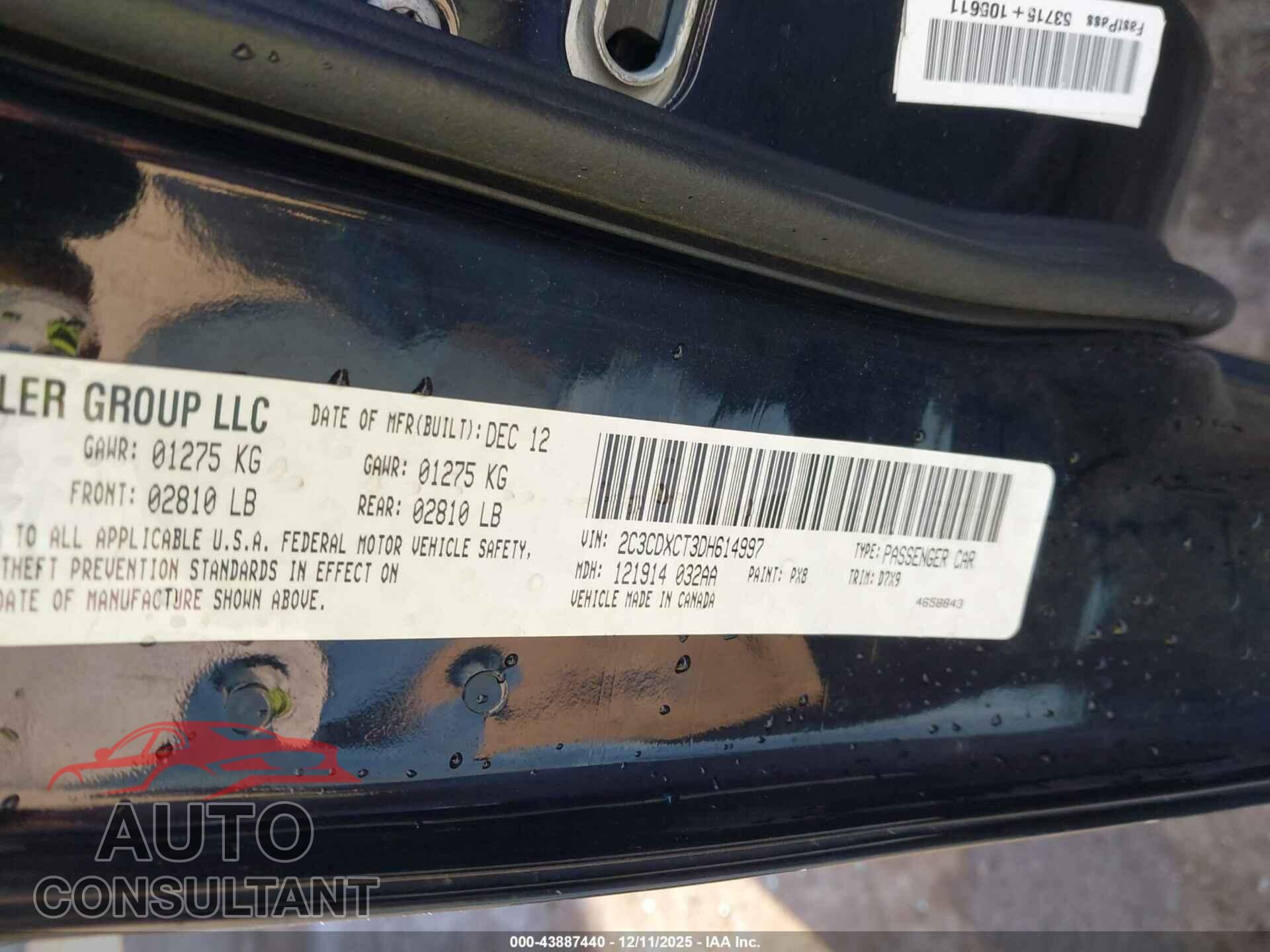 DODGE CHARGER 2013 - 2C3CDXCT3DH614997