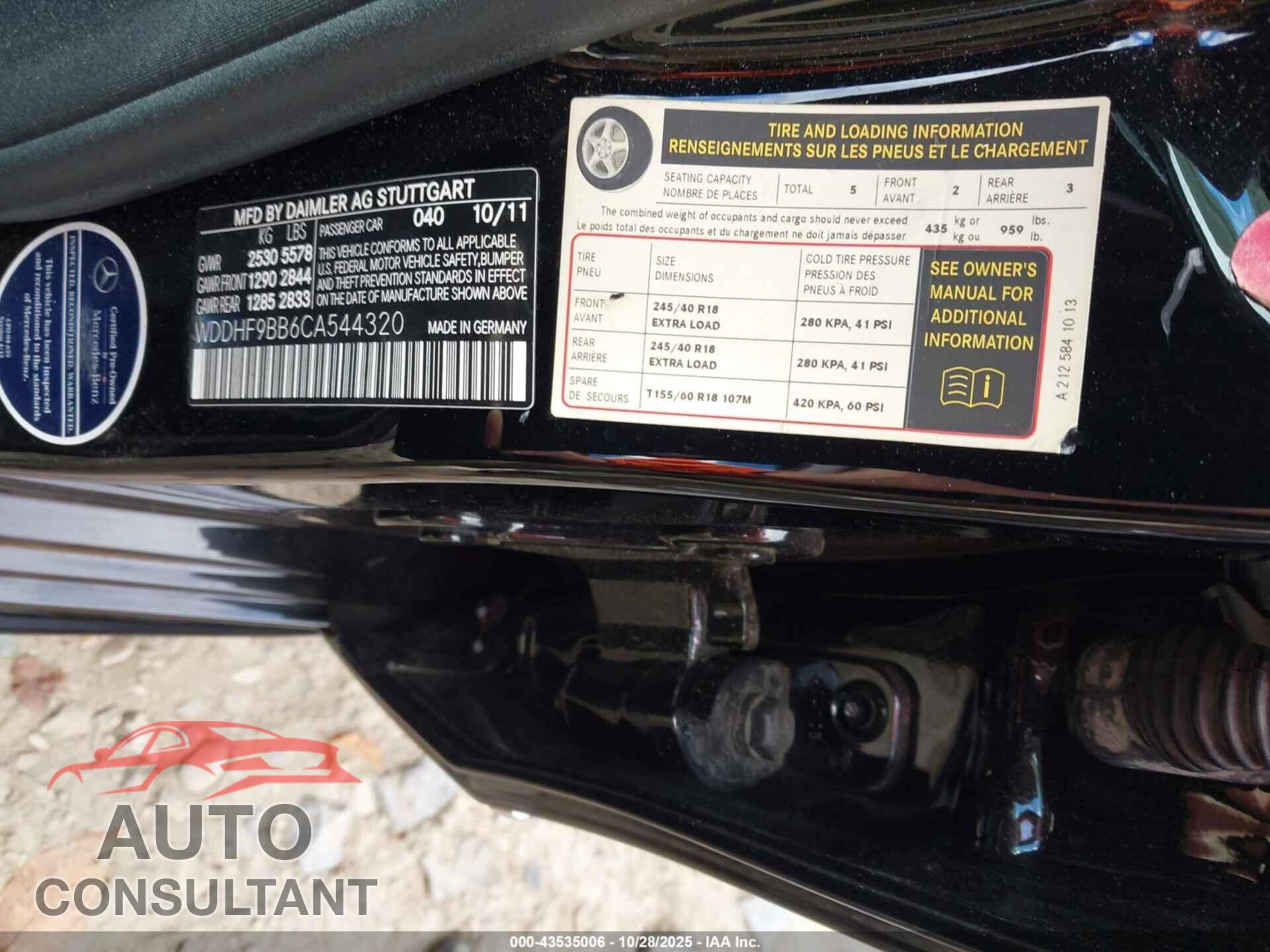MERCEDES-BENZ E 550 2012 - WDDHF9BB6CA544320